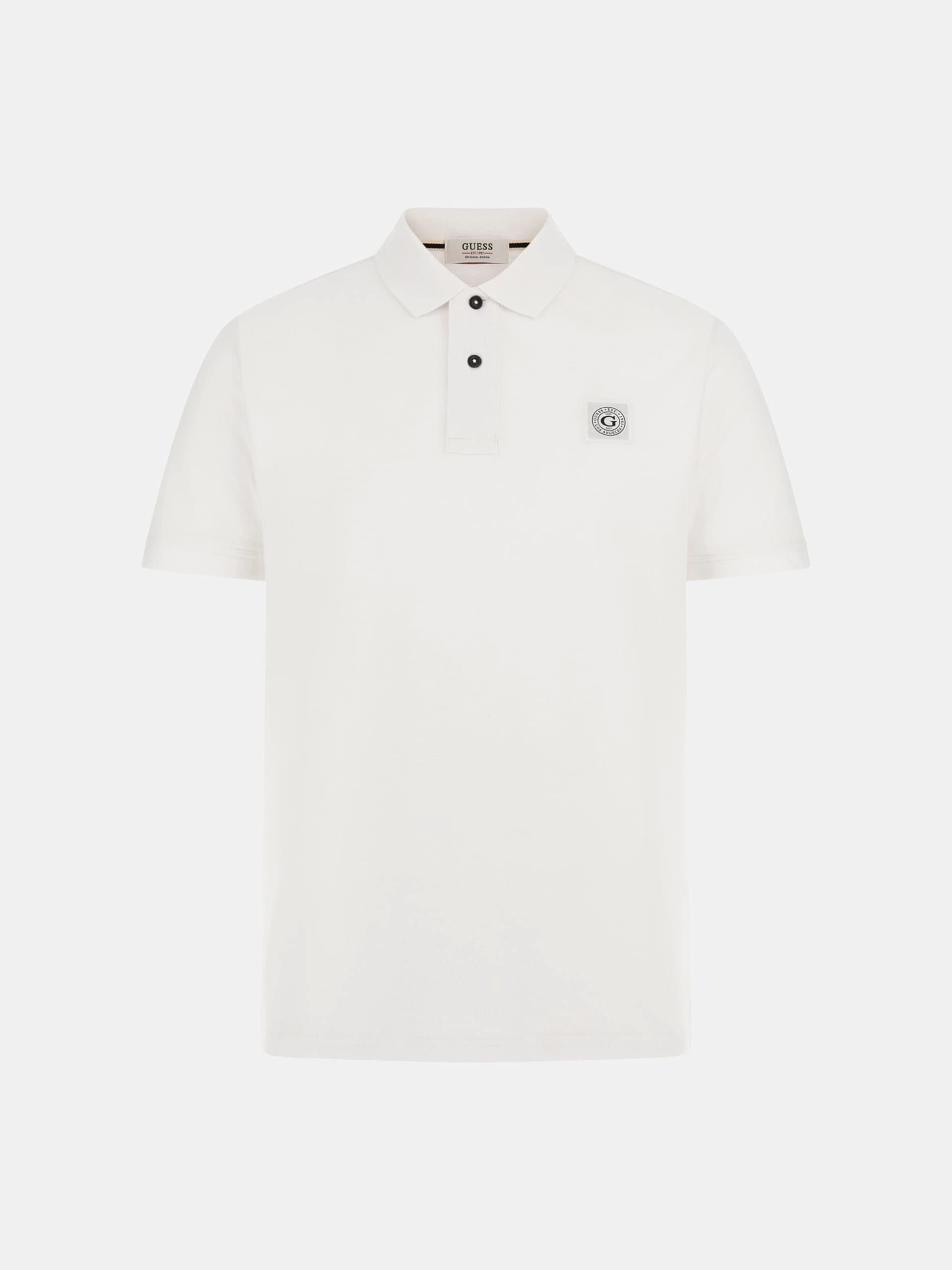 Guess Erkek Beyaz Yıkamalı Polo Tişört