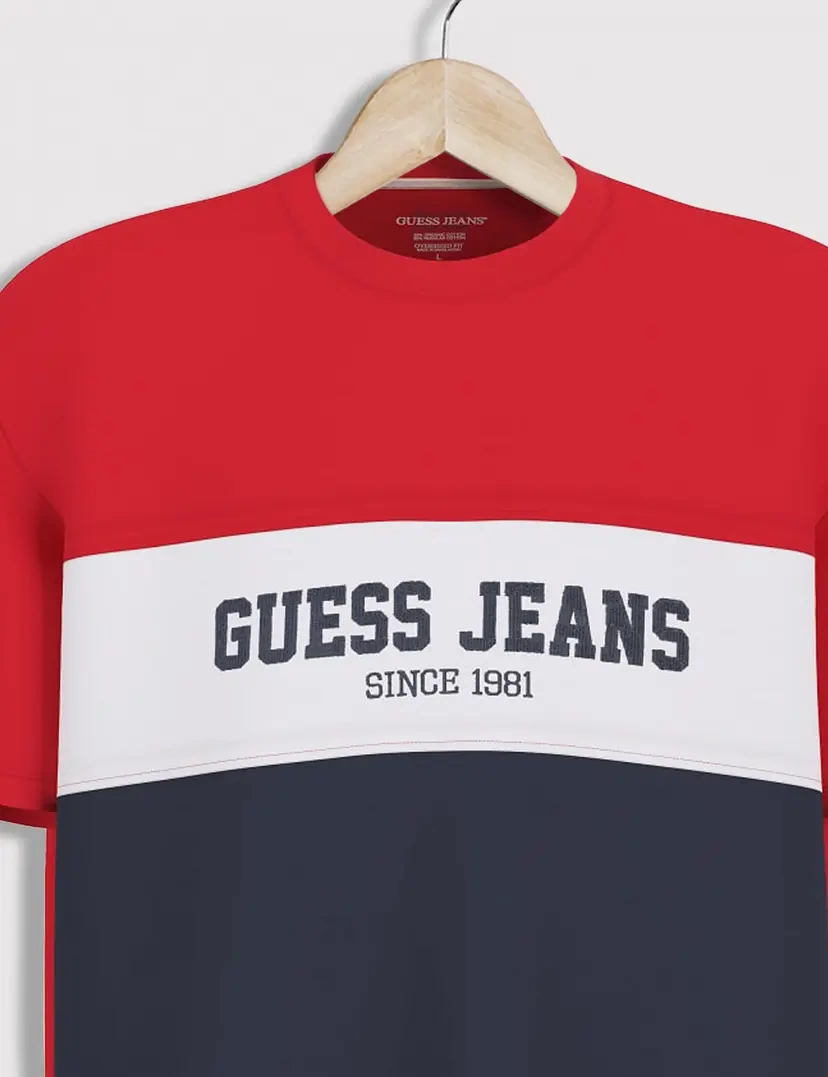 Guess Erkek Çok Renkli Yatay Çizgili Tişört