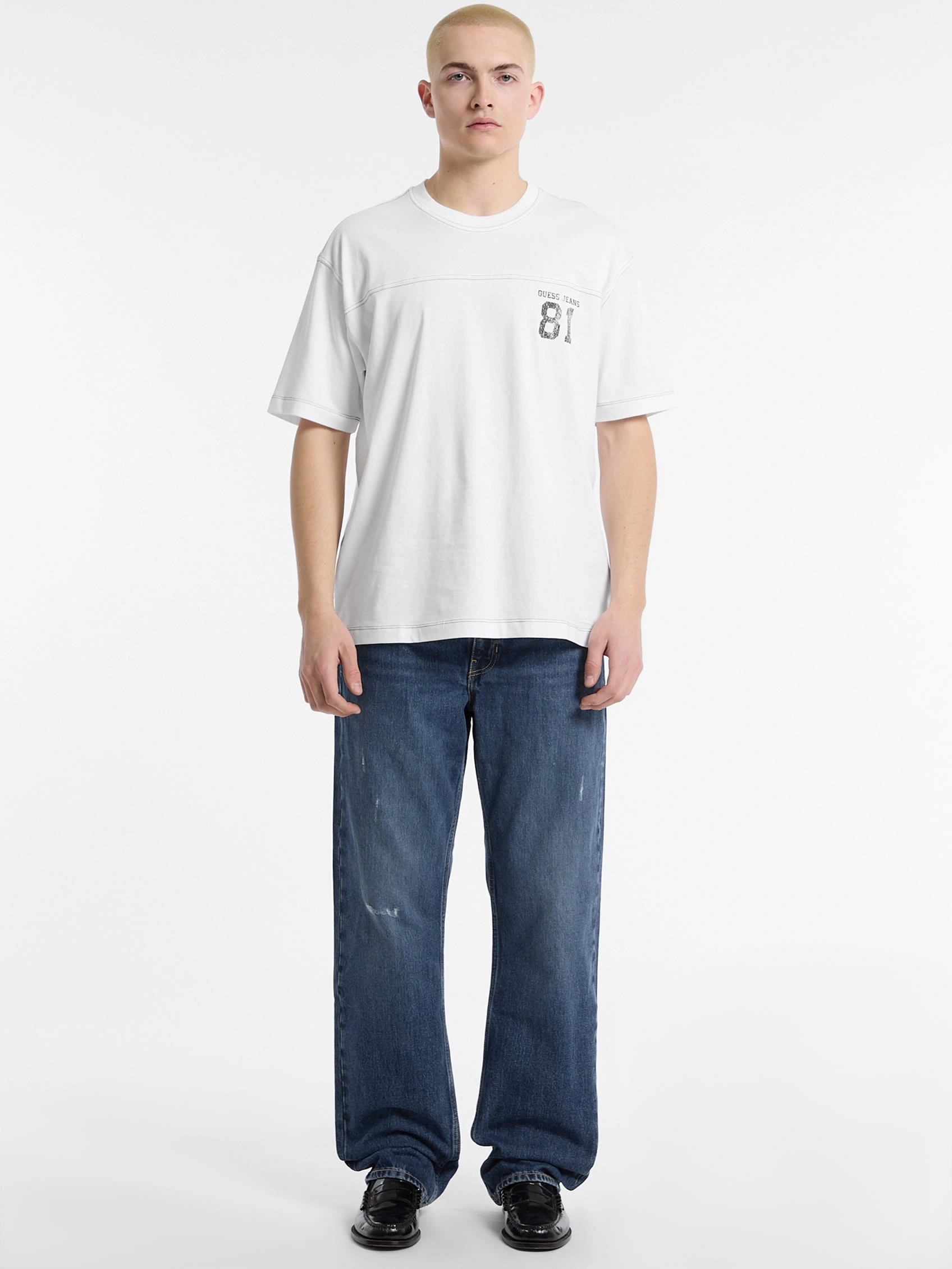 Guess Erkek Jeans Regular Fit  Pamuklu Beyaz T-Shirt