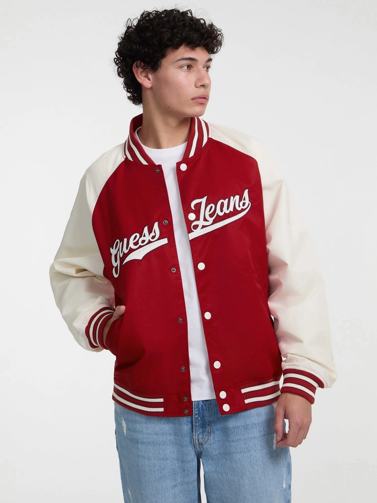 Guess Erkek Kırmızı Patch Detaylı Bomber Ceket