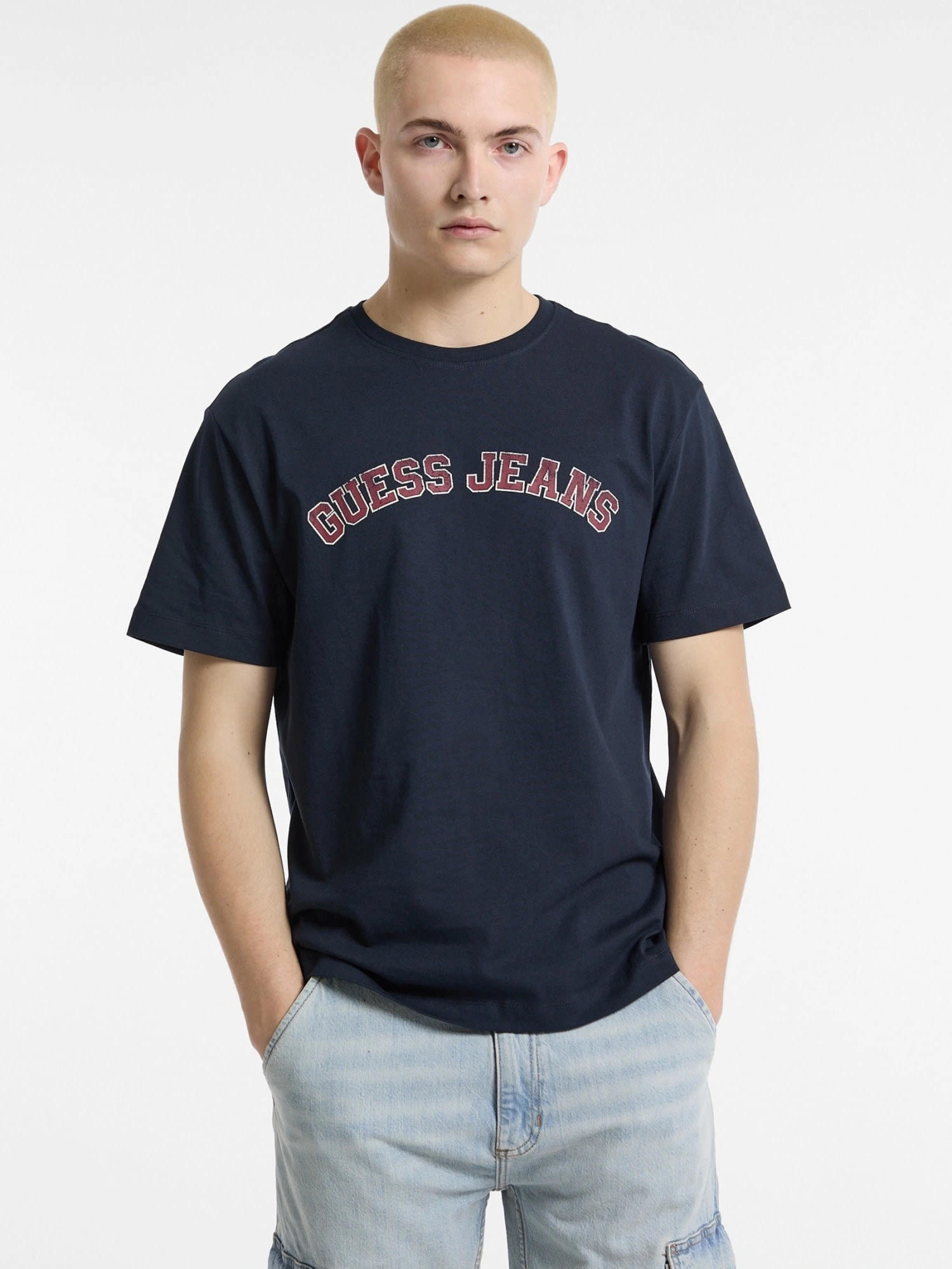 GUESS Erkek Lacivert T-shirt Yüksek Kalite Pamuk