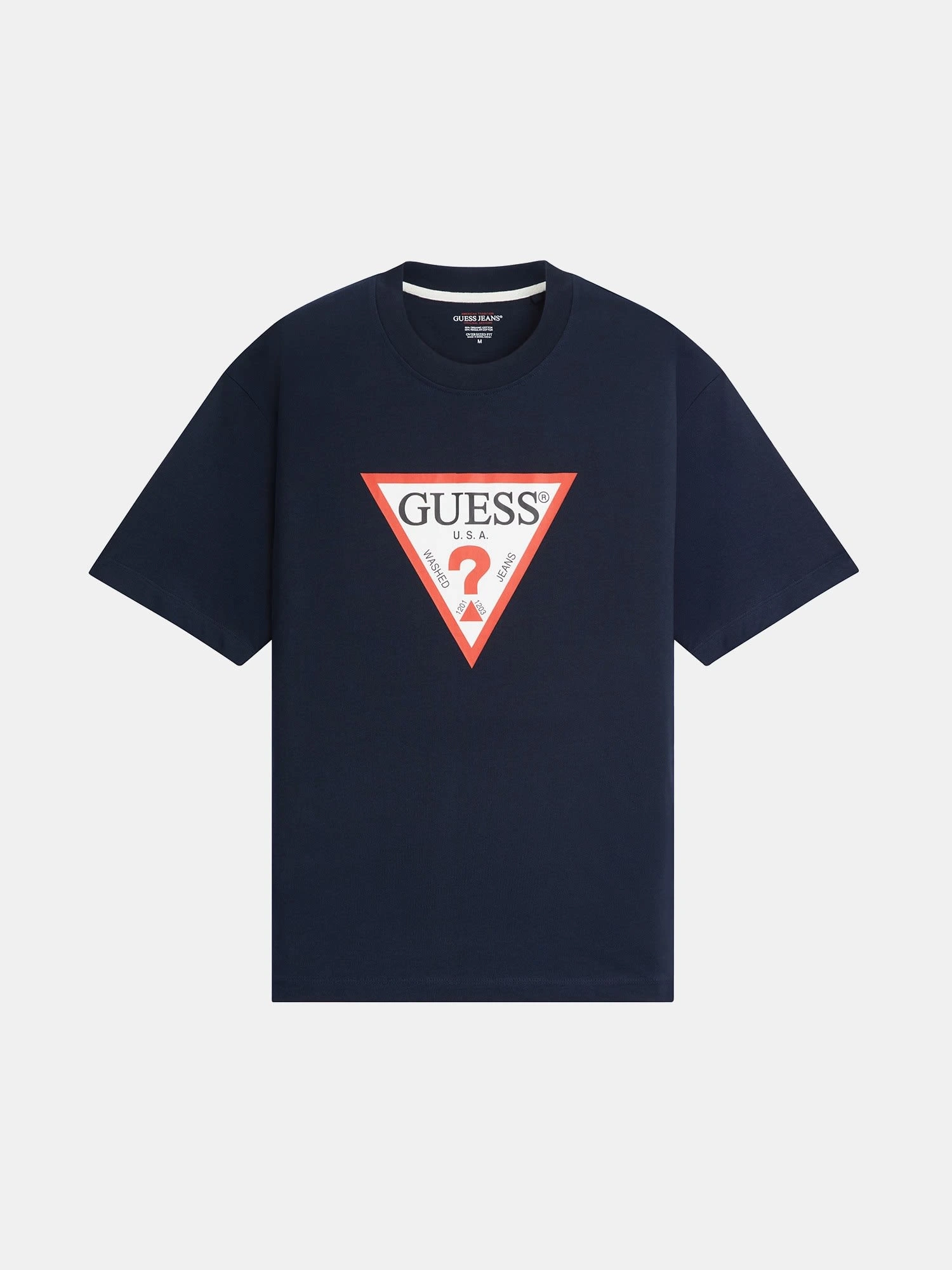 Guess Erkek Lacivert Üçgen Logolu  T-Shirt