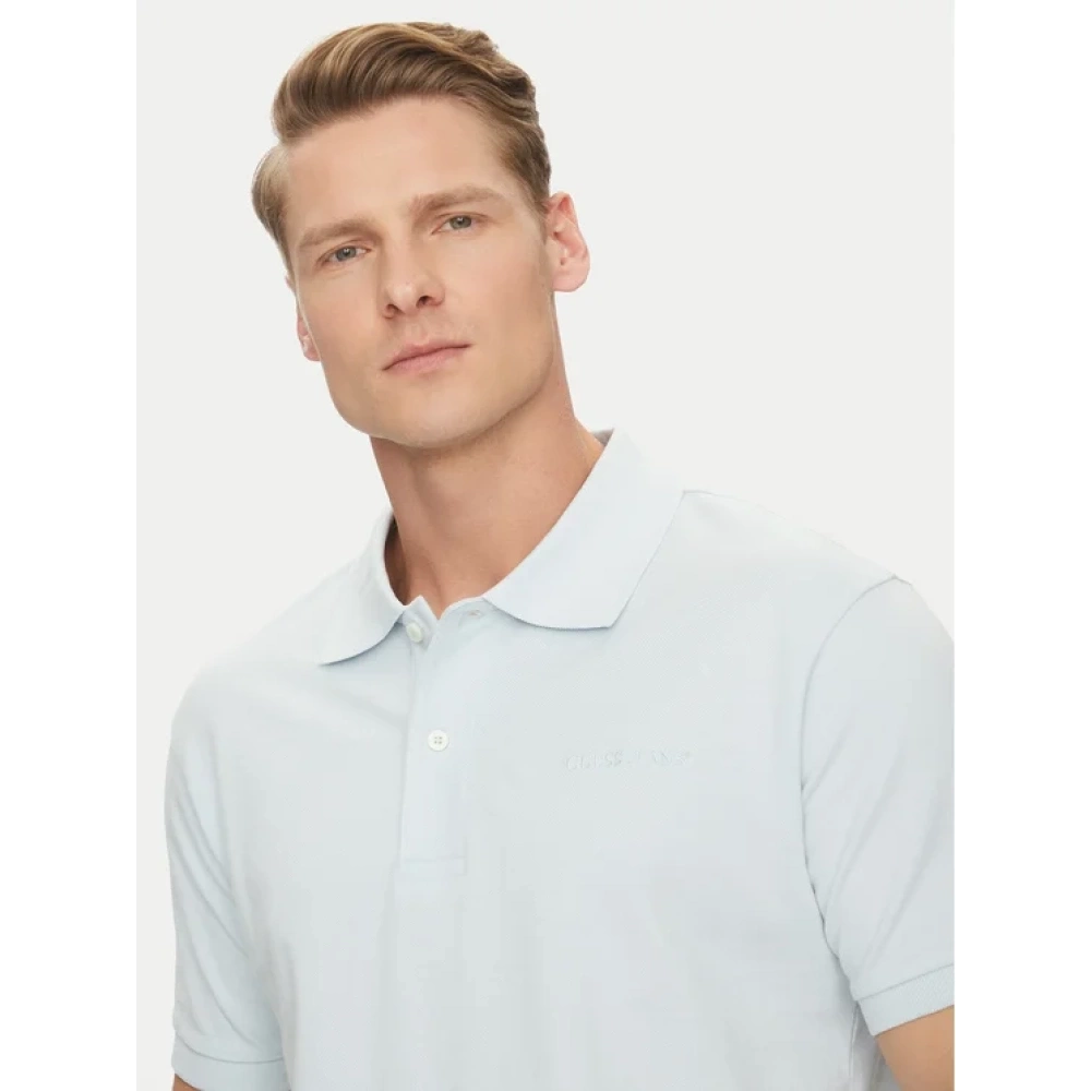 Guess Erkek Mavi Nakışlı Polo Tişört