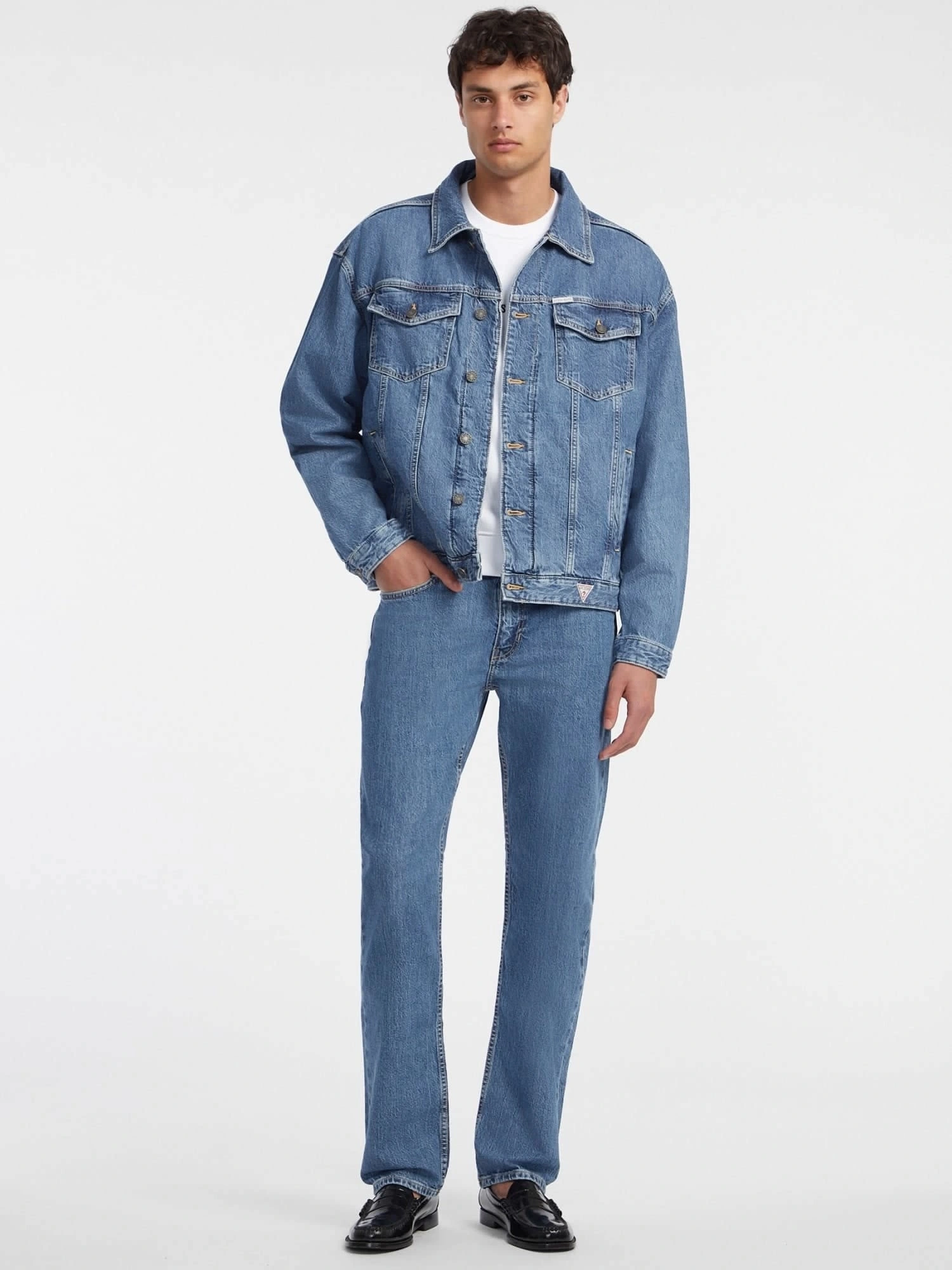 Guess Erkek  Mavi  Oversized Denim Trucker Ceket