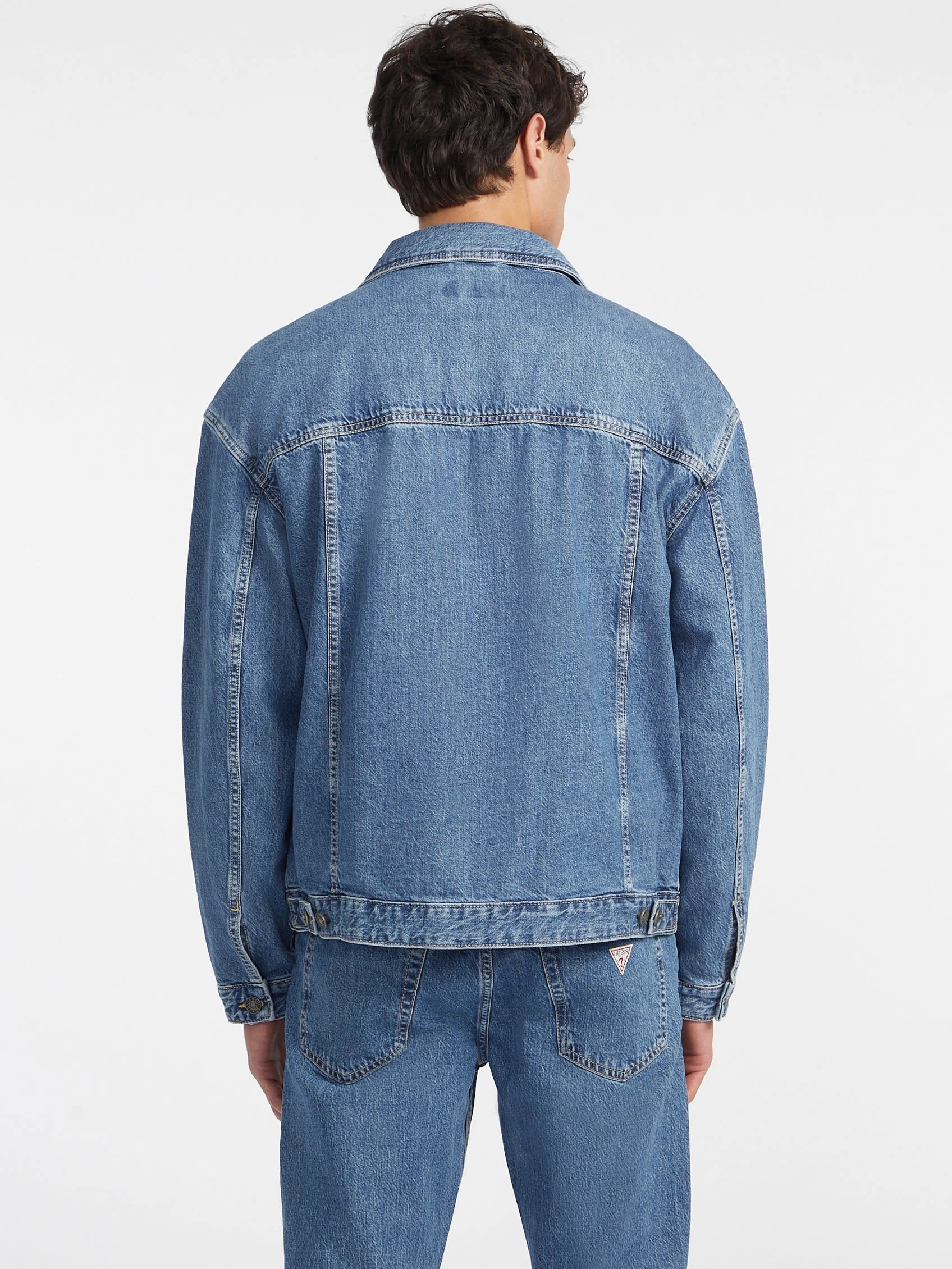 Guess Erkek  Mavi  Oversized Denim Trucker Ceket