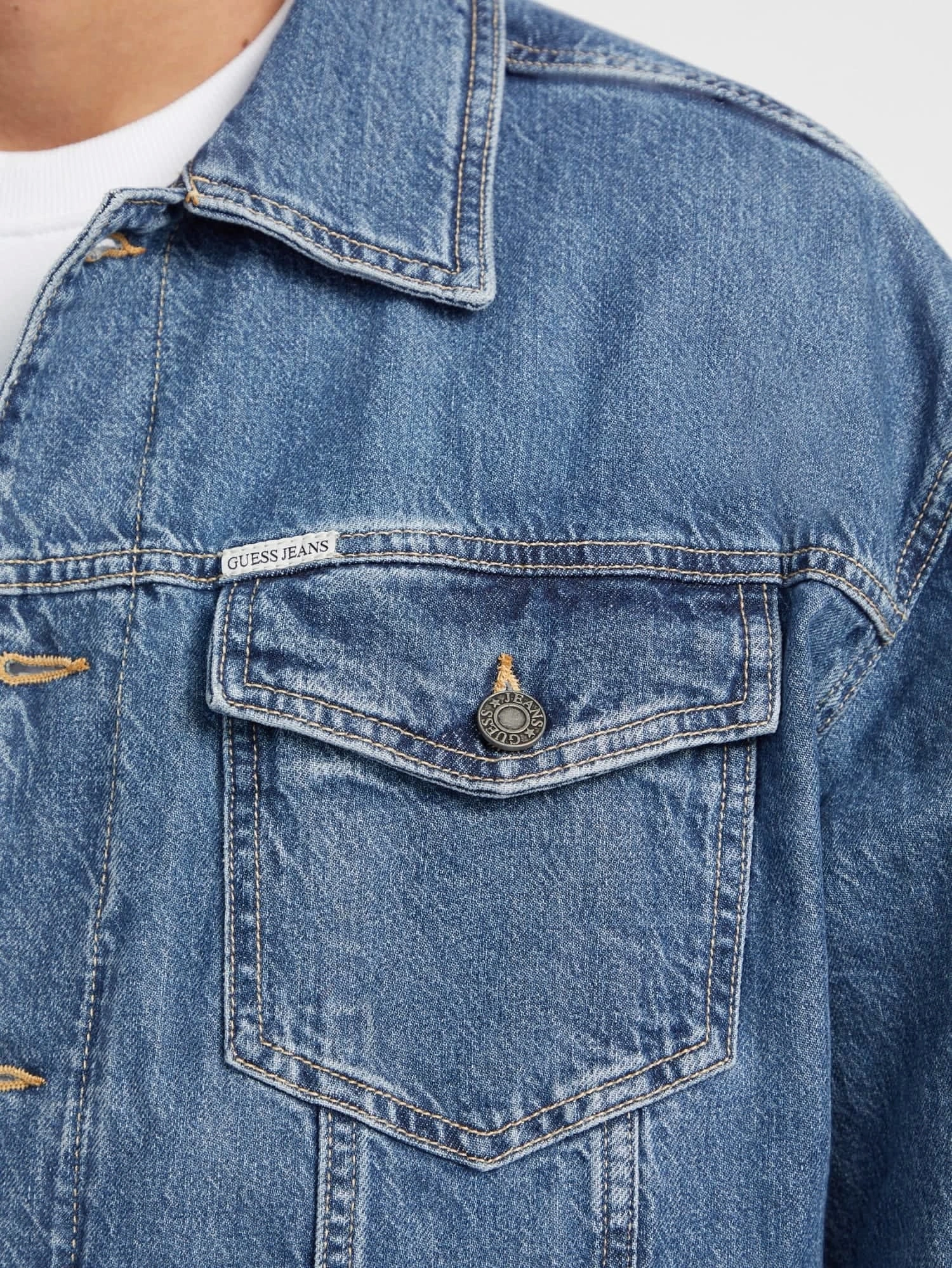 Guess Erkek  Mavi  Oversized Denim Trucker Ceket