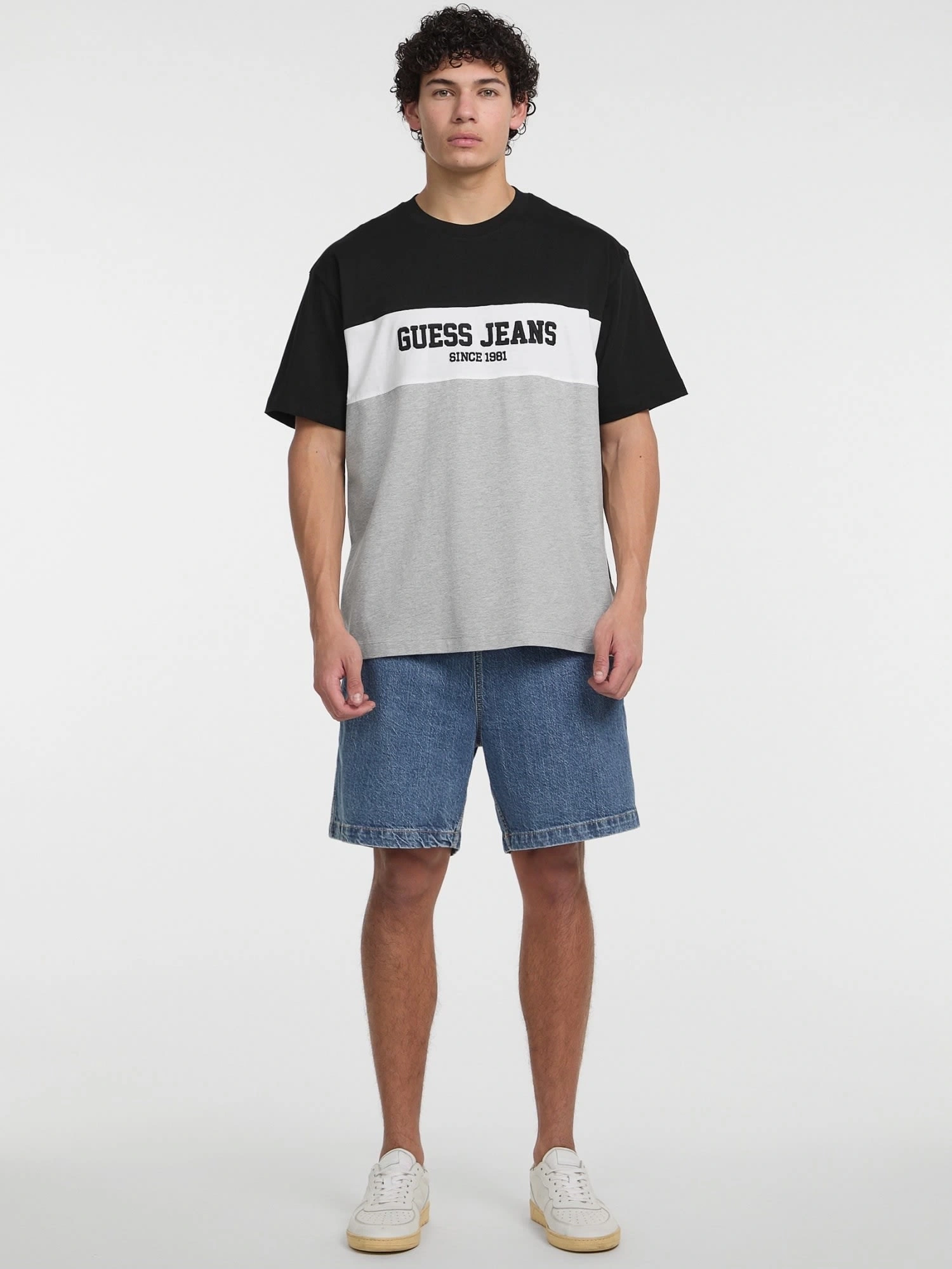 Guess Erkek Mavi Yatay Çizgili Tişört