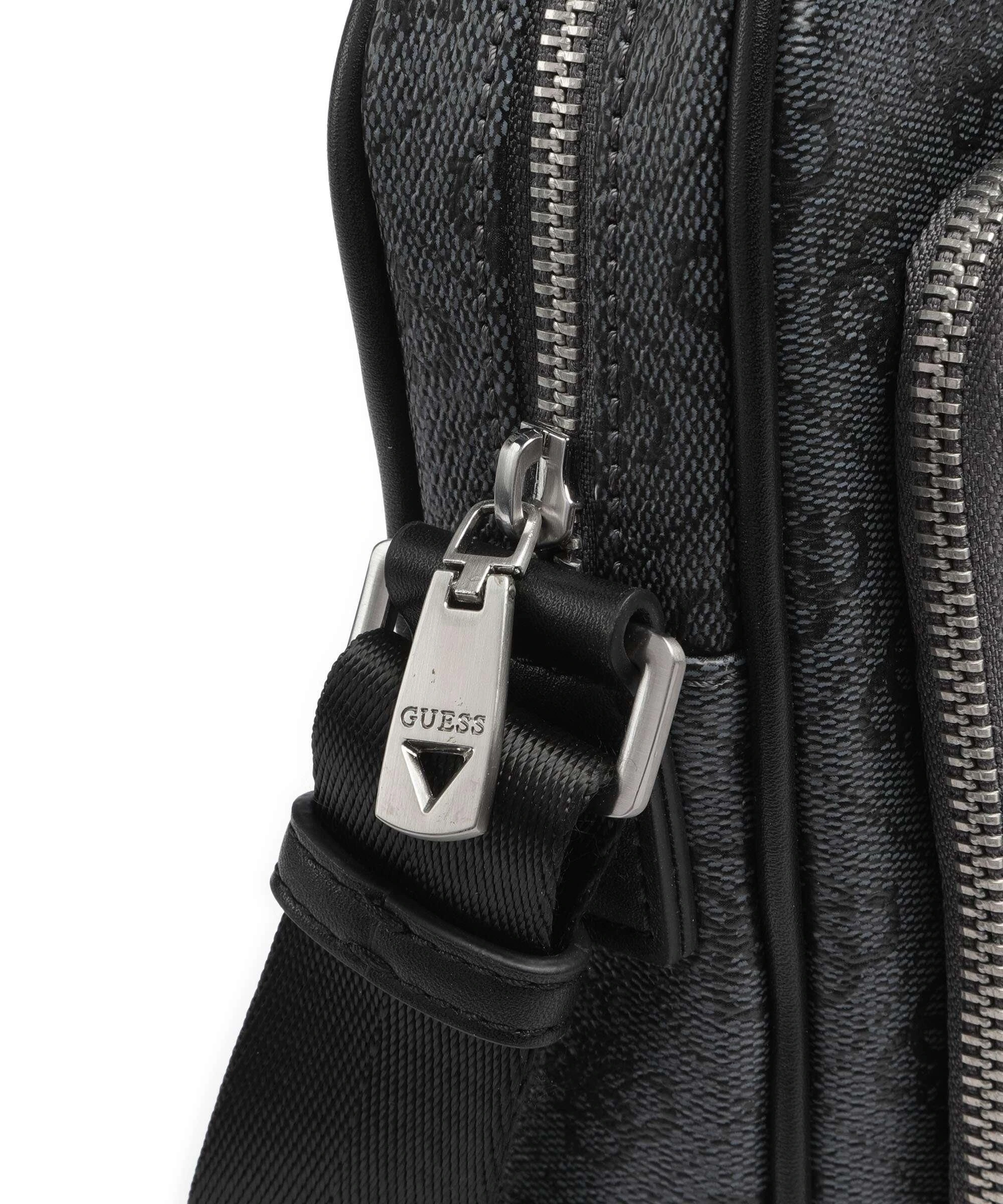 Guess Erkek Siyah Milano Üstten Fermuarlı Ön Cepli Crossbody