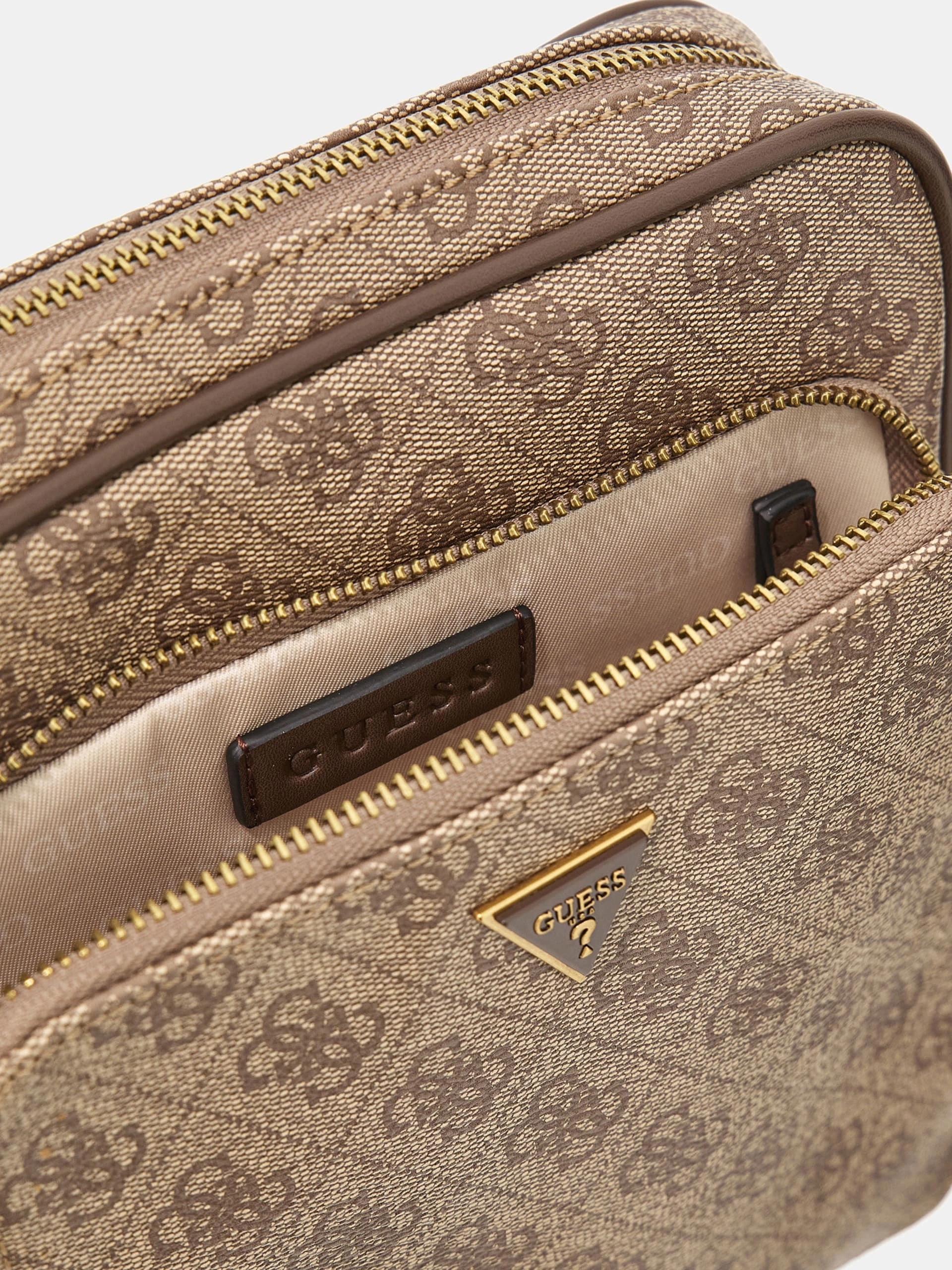 Guess Erkek Bej Kahverengi Milano Üstten Fermuarlı Ön Cepli
