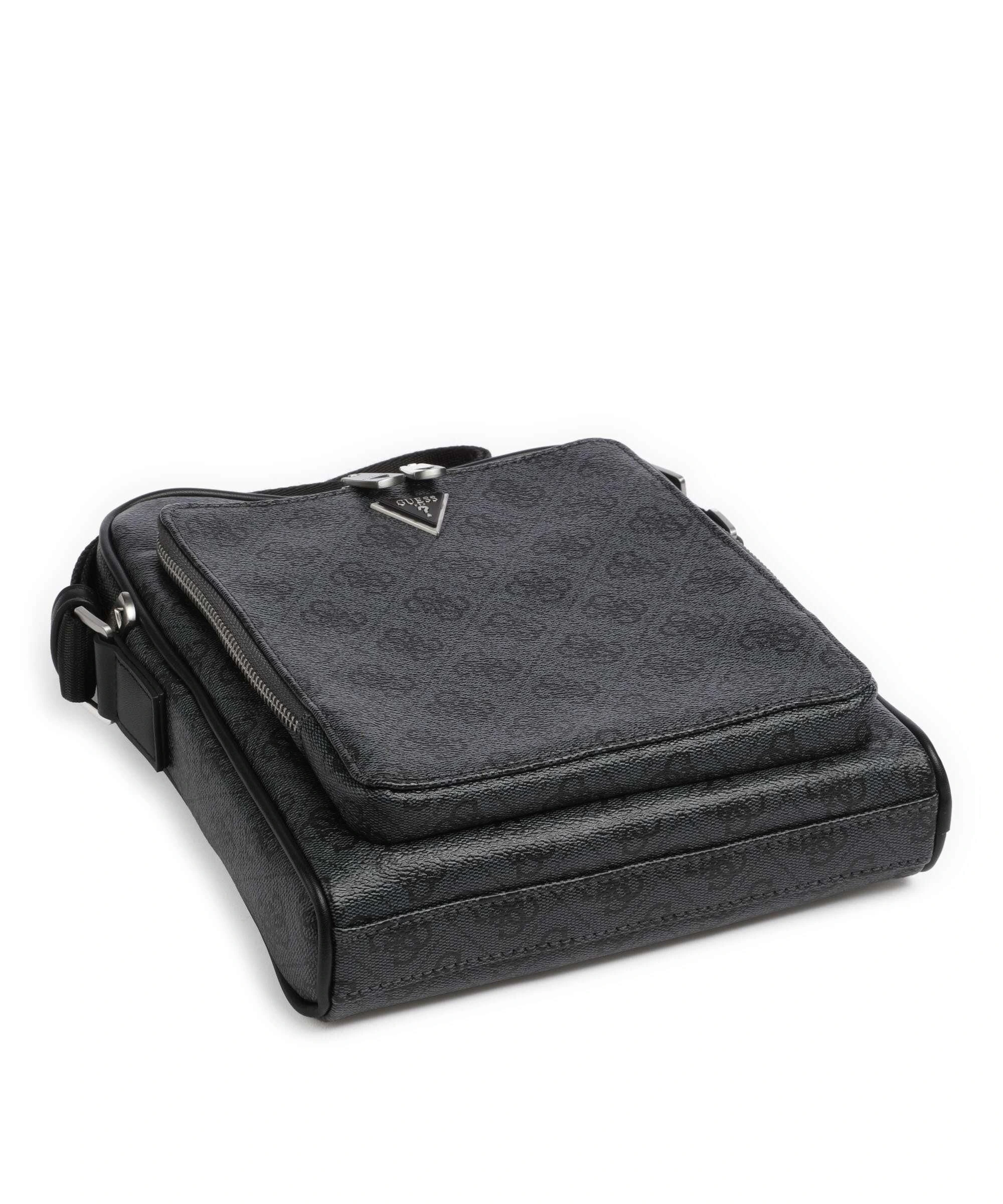 Guess Erkek Siyah Milano Üstten Fermuarlı Ön Cepli Crossbody