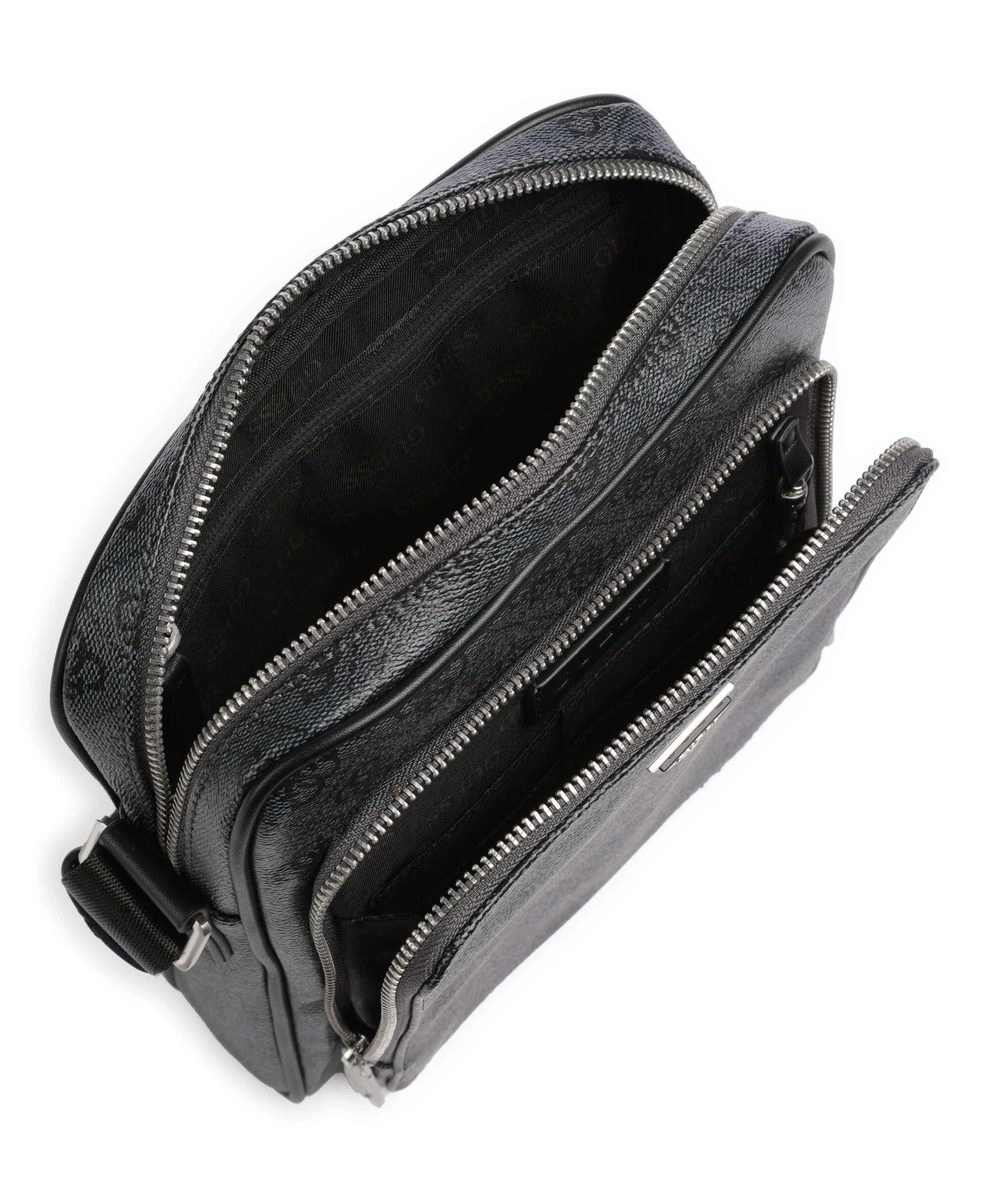 Guess Erkek Siyah Milano Üstten Fermuarlı Ön Cepli Crossbody