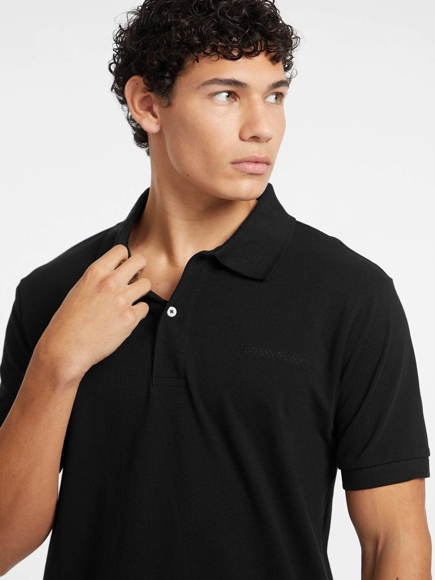 Guess Erkek Siyah Nakışlı Polo Tişört