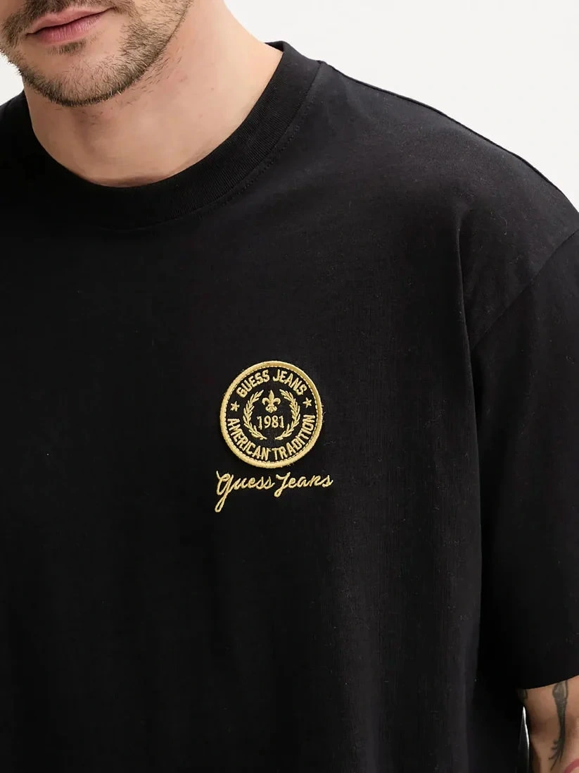 Guess Erkek Siyah Patch Detaylı Tişört