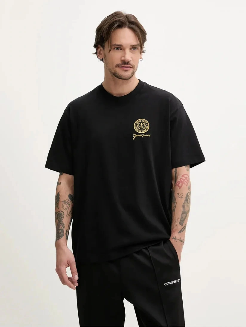 Guess Erkek Siyah Patch Detaylı Tişört