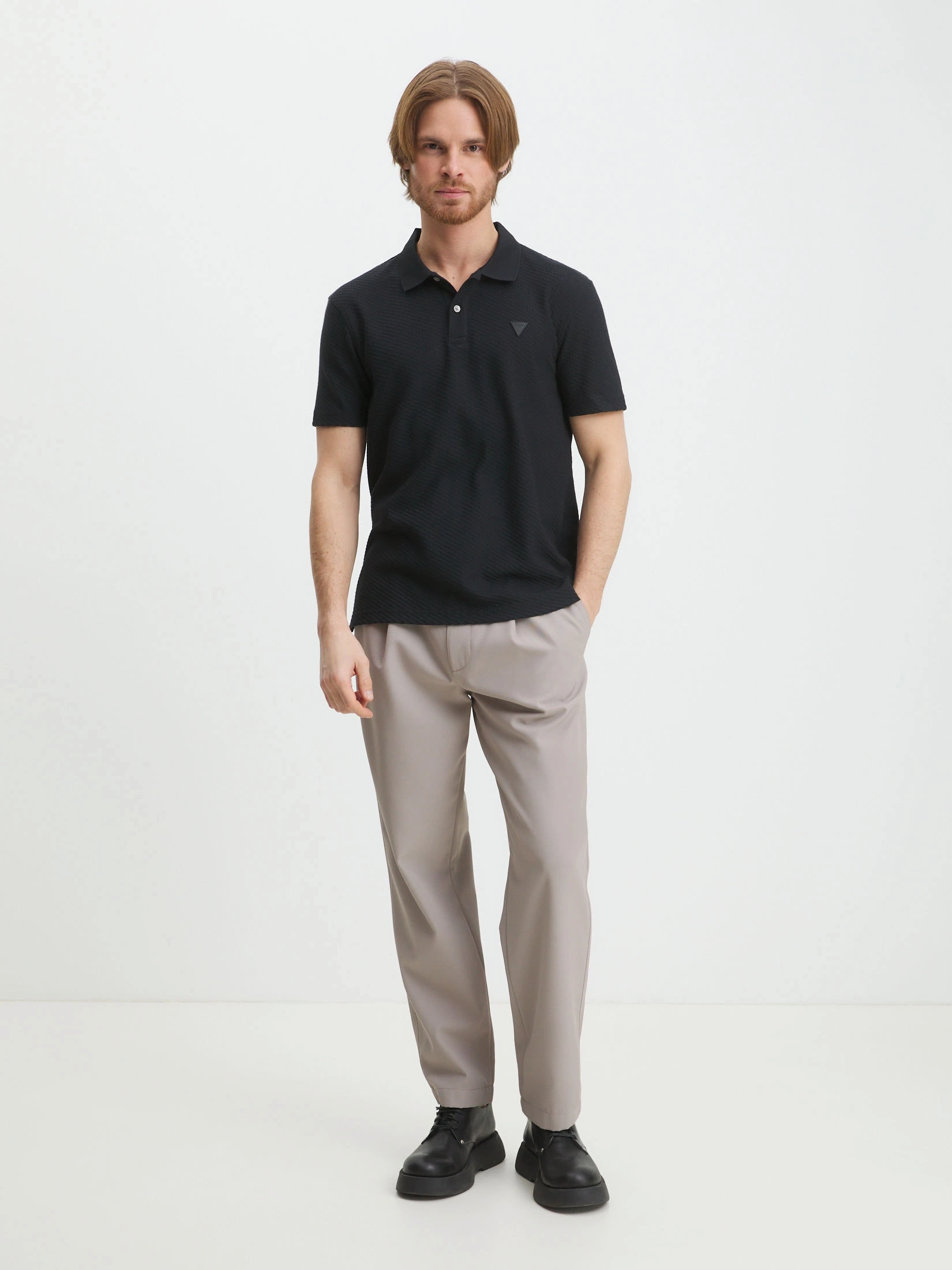 Guess Erkek Siyah Üçgen Polo T-Shirt