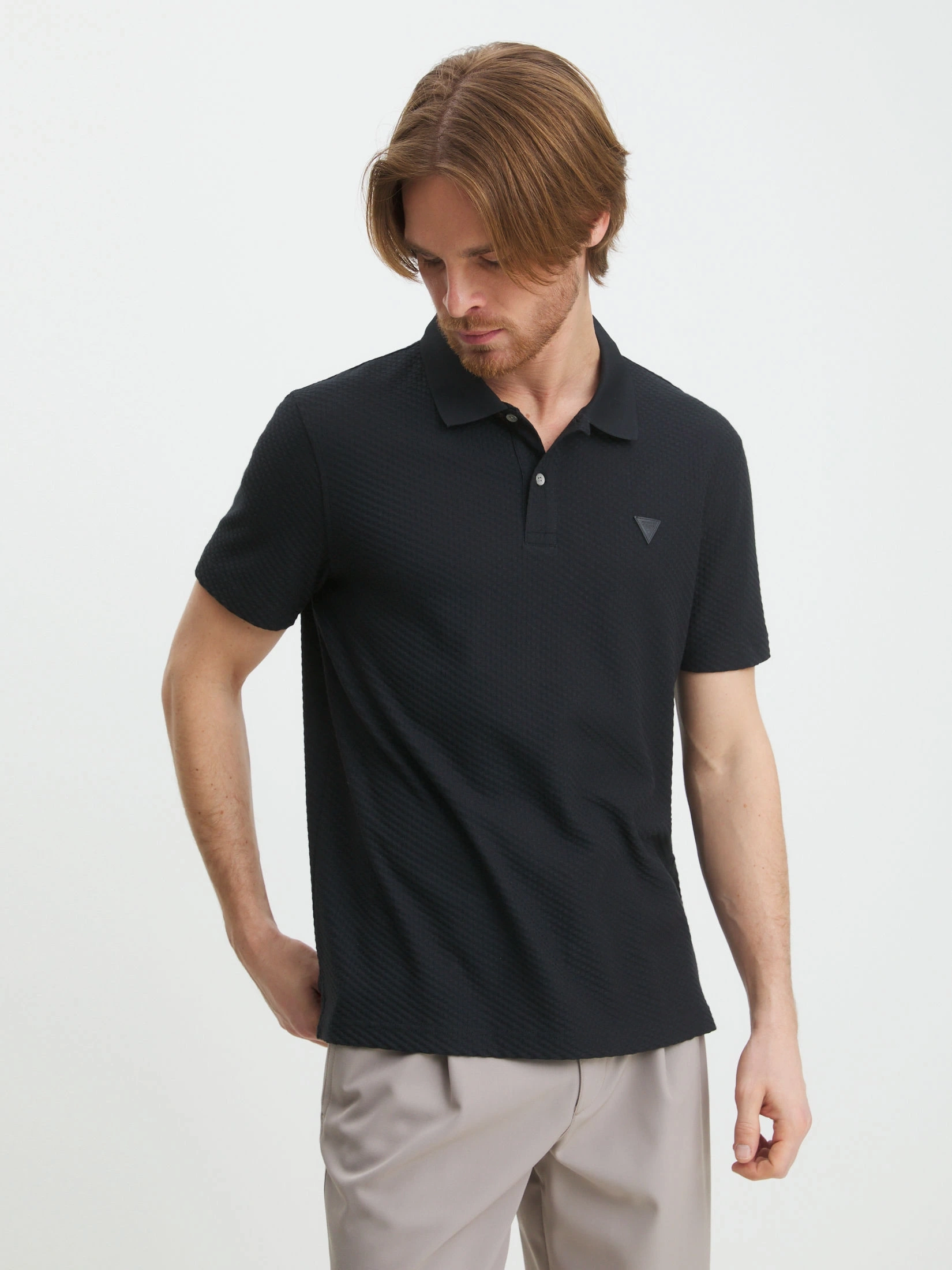Guess Erkek Siyah Üçgen Polo T-Shirt