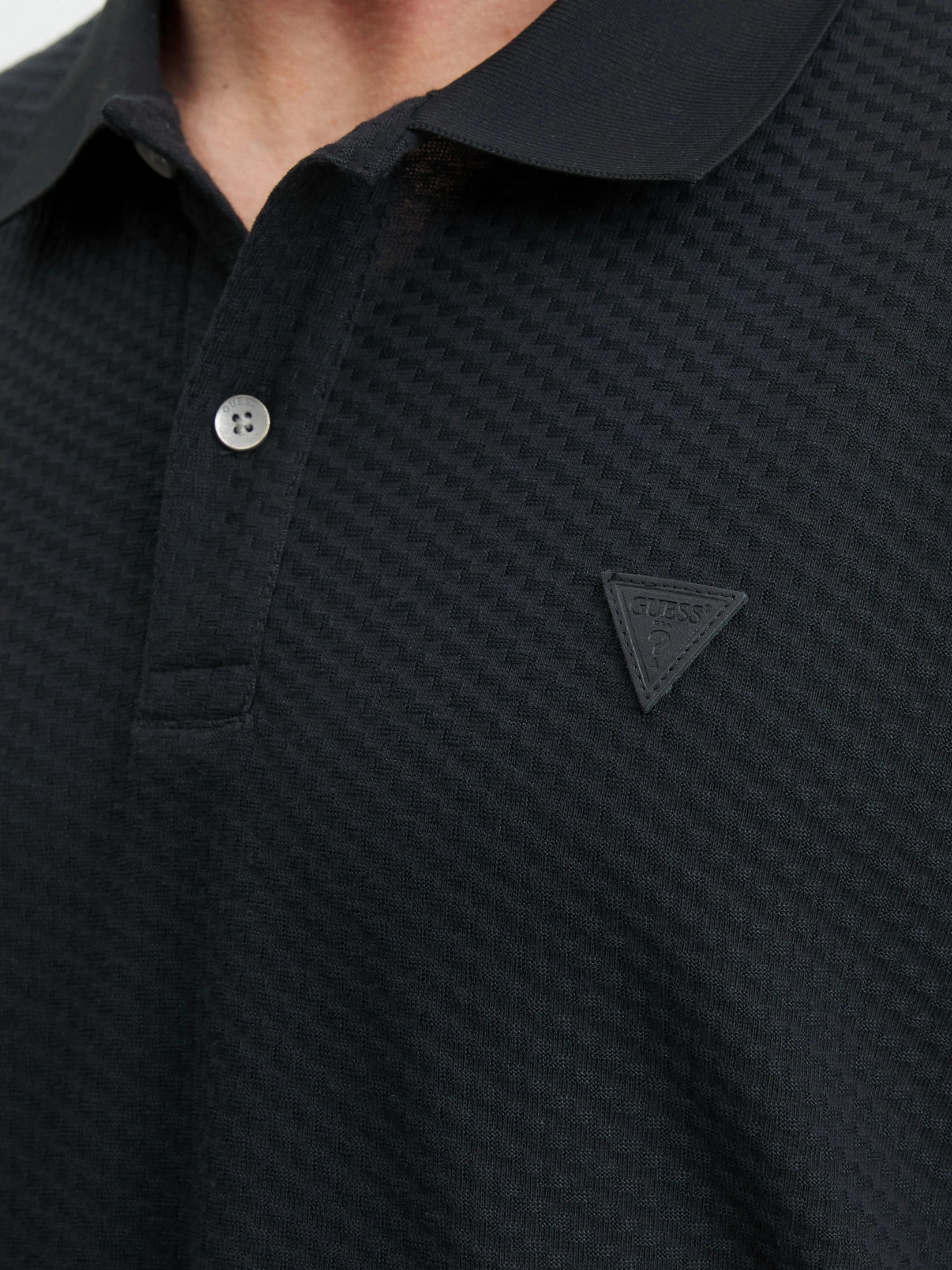 Guess Erkek Siyah Üçgen Polo T-Shirt