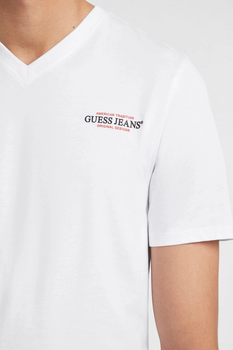 Guess Erkek Slim Fit  Beyaz Kısa Kollu Tişört