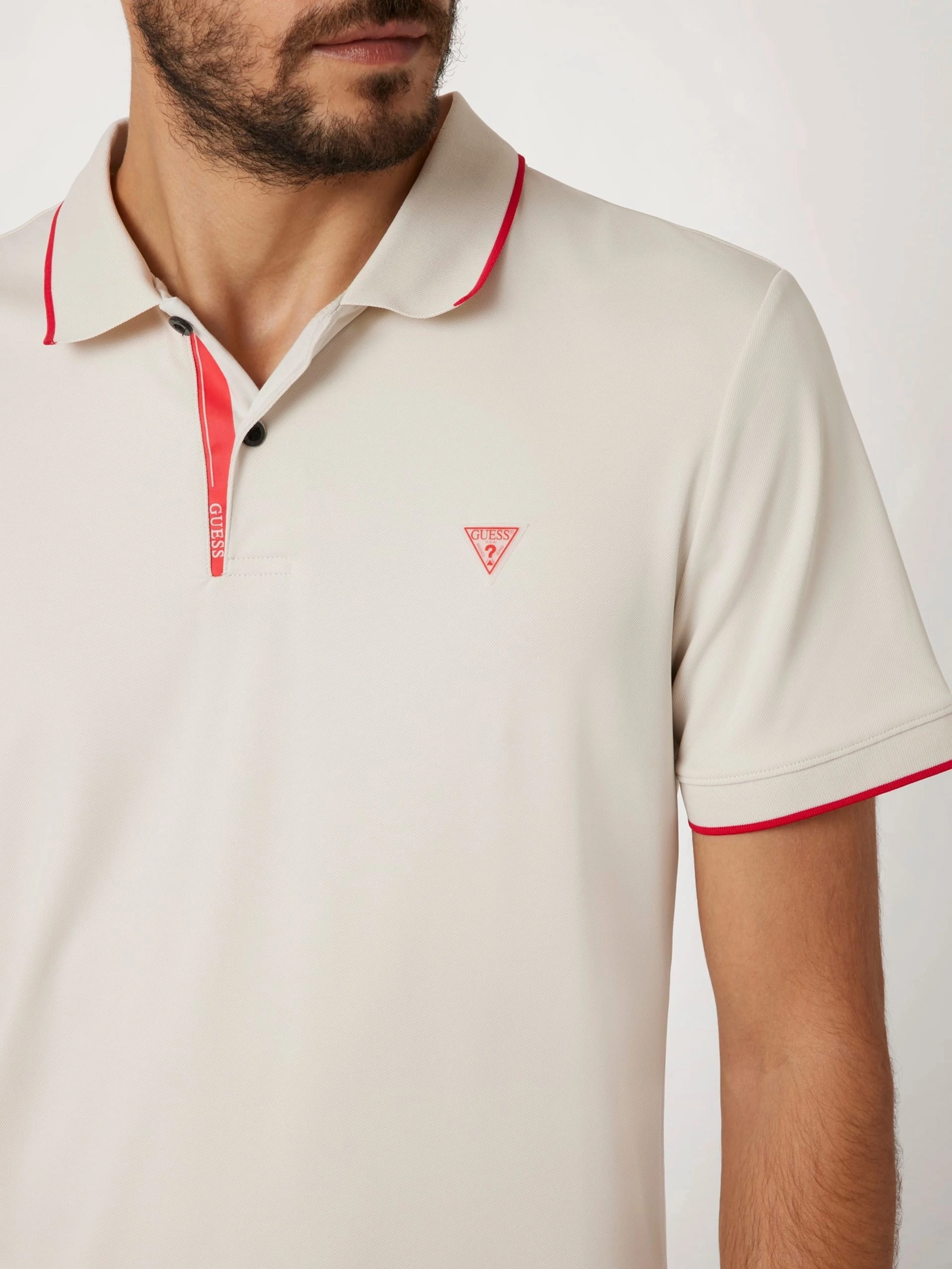 Guess Erkek  Krem Sterch Polo  T-Shirt
