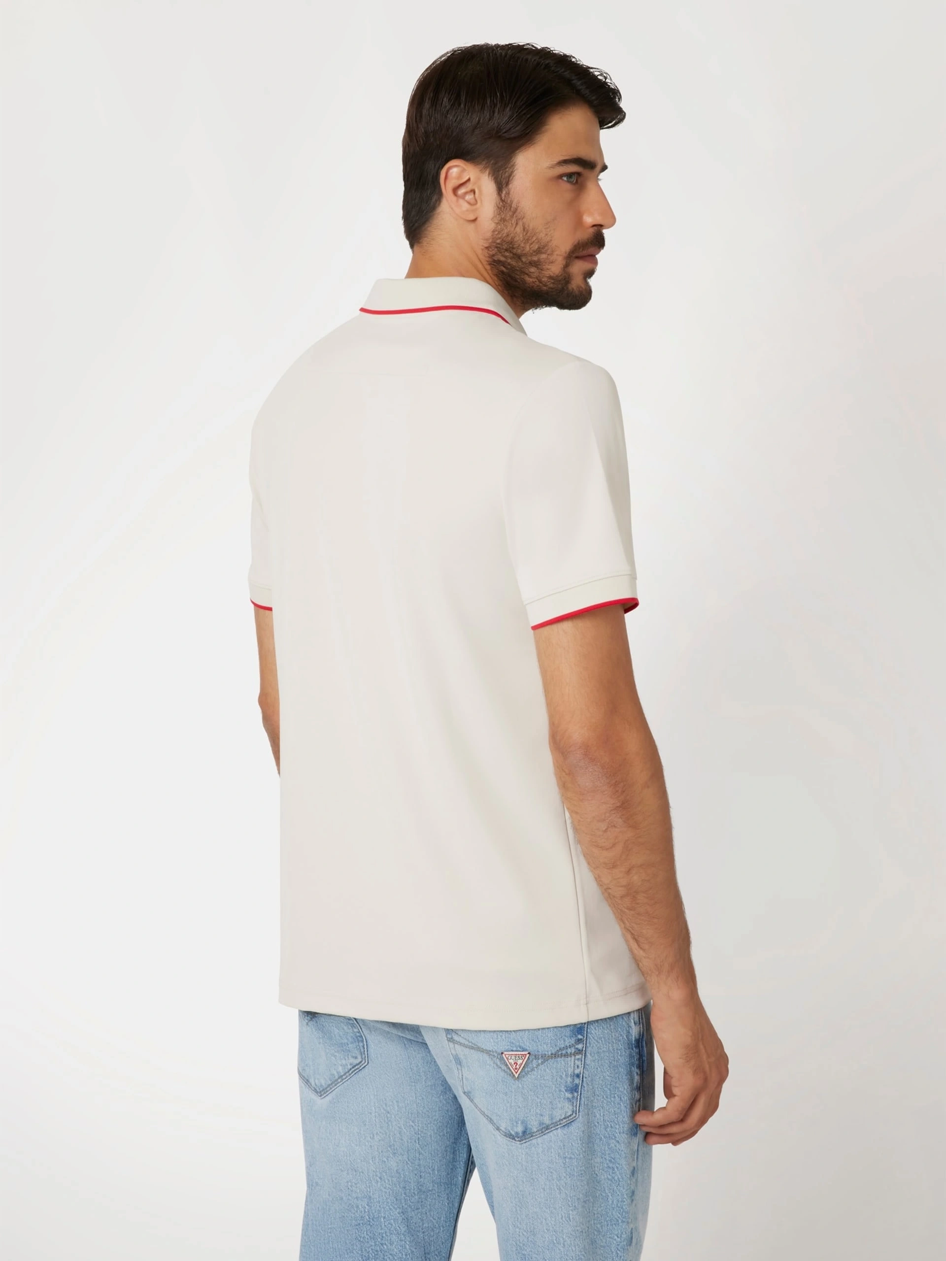 Guess Erkek  Krem Sterch Polo  T-Shirt