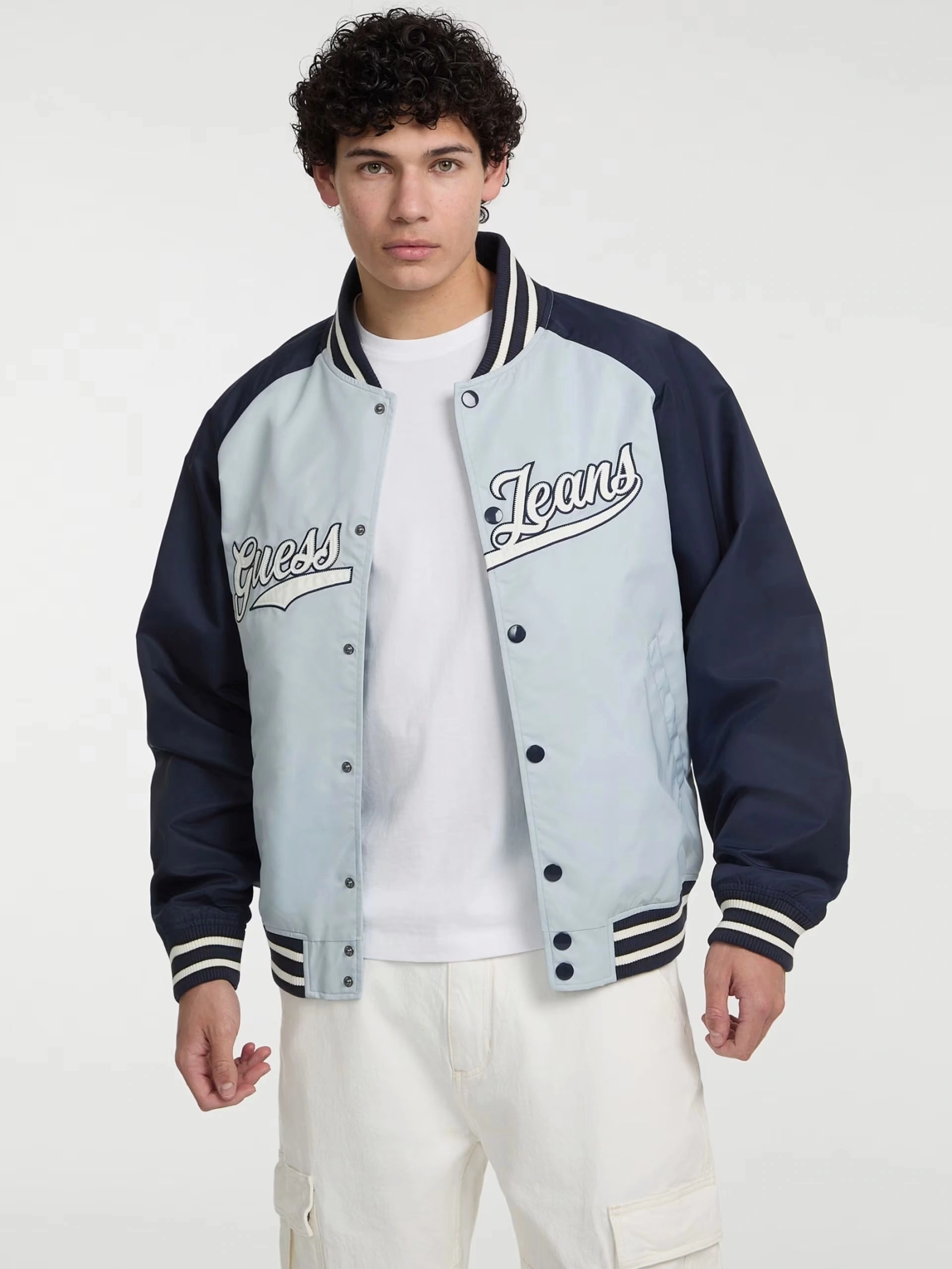 Guess Erkek Mavi Patch Detaylı Bomber Ceket
