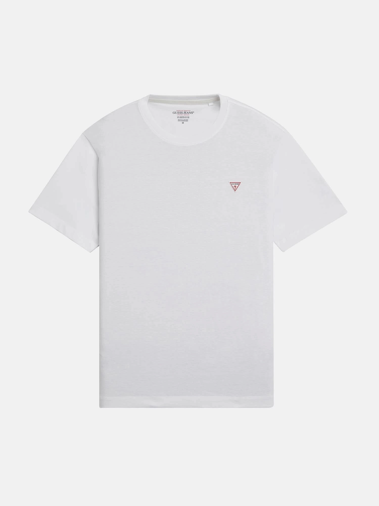 Guess Jeans Erkek Beyaz Mini Üçgen Logolu T-Shirt