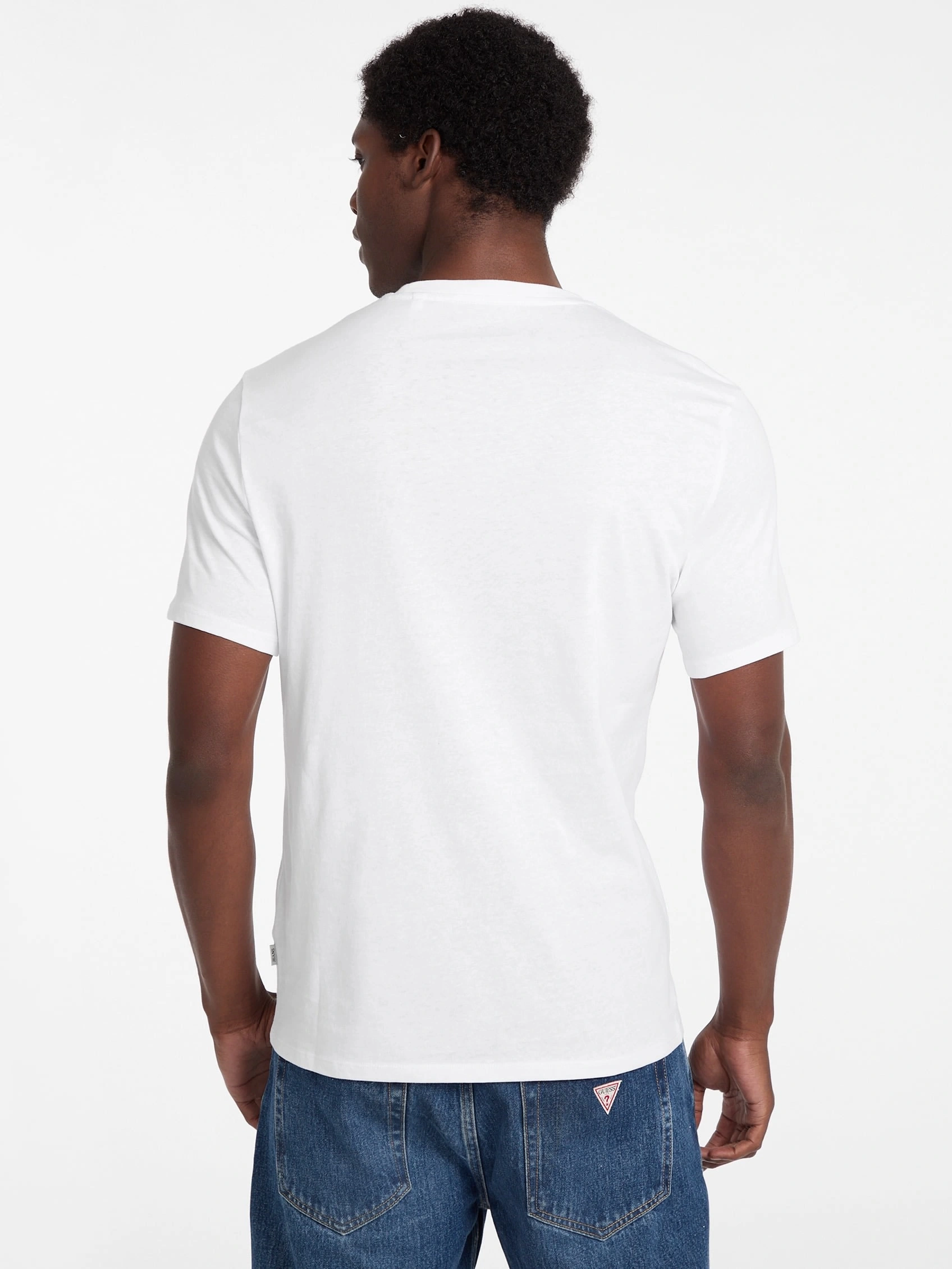 Guess Jeans Erkek  Calıfornıa  Logolu Beyaz T-shirt