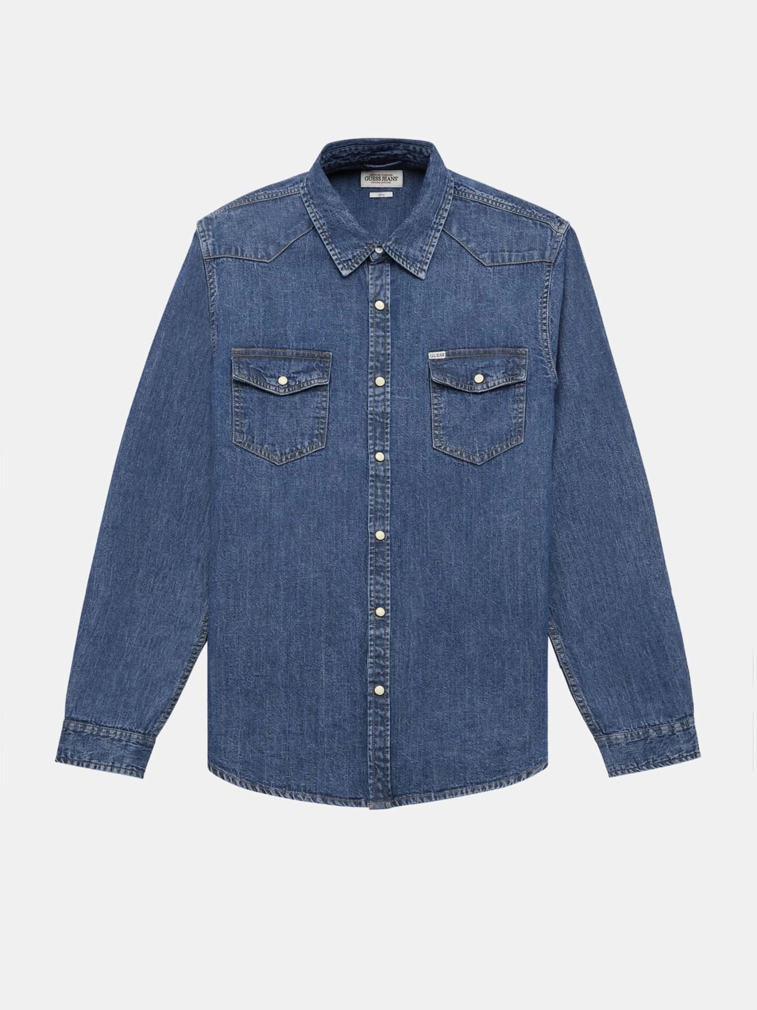 Guess Jeans Erkek Mavi Slim Uzun Kol Denim Gömlek