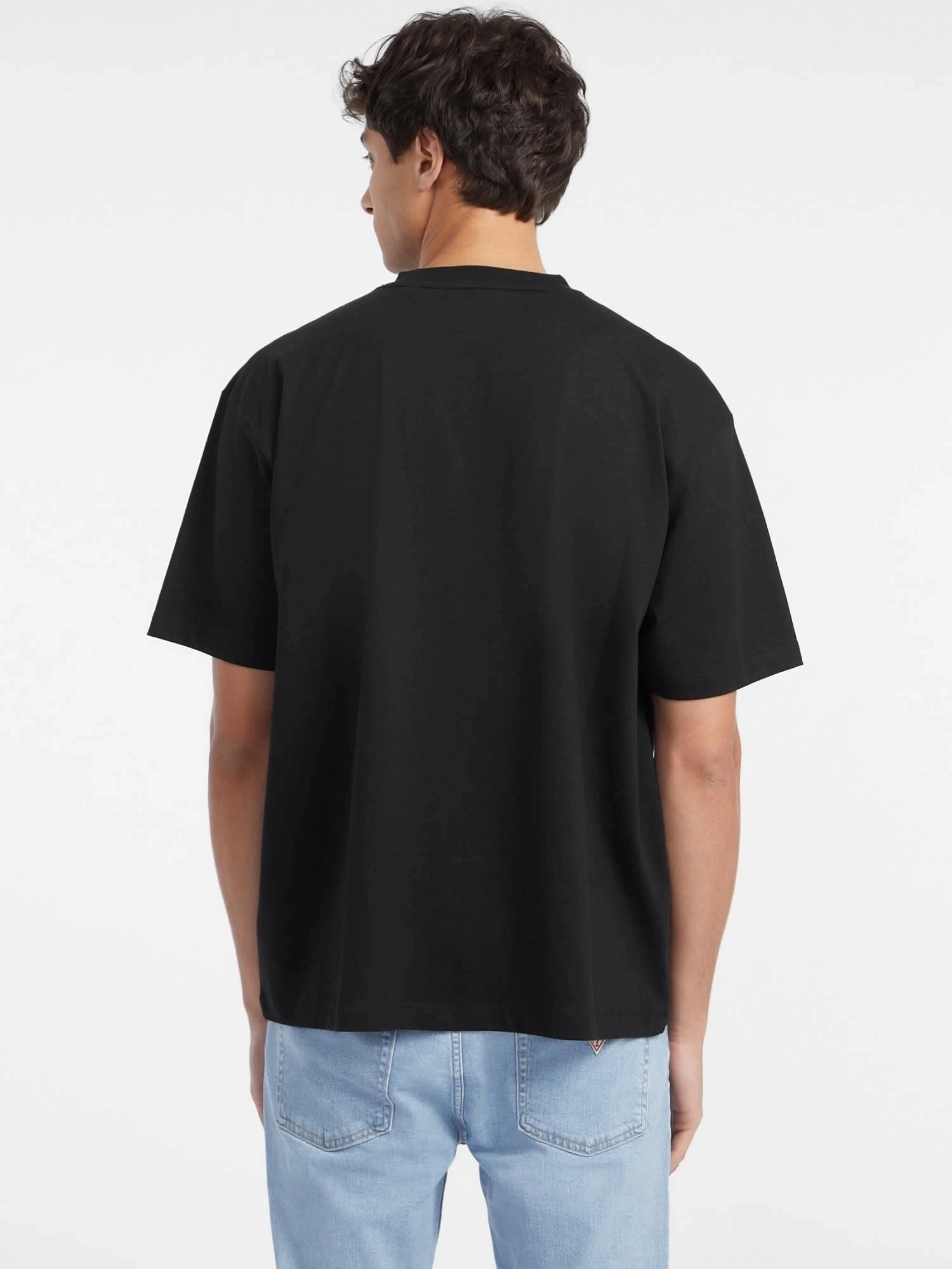 Guess Jeans Erkek Siyah Jarseli Logolu İkonik T-Shirt