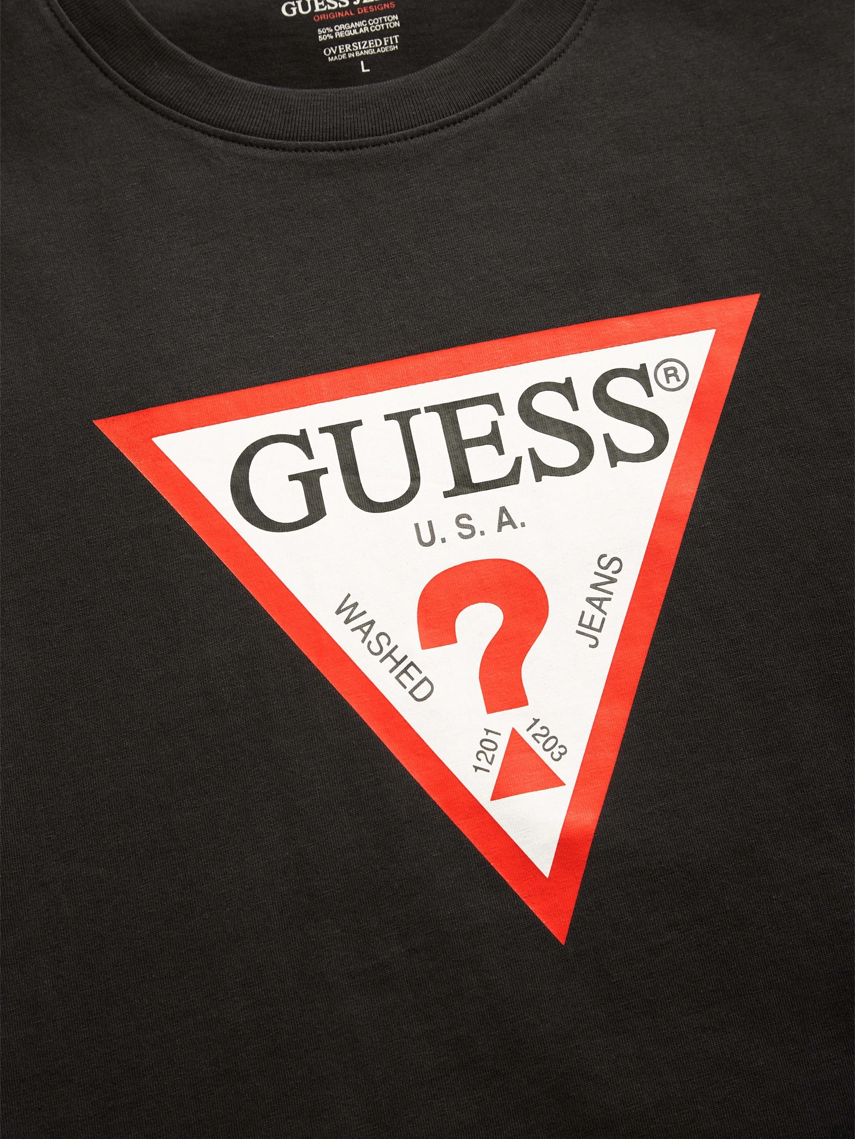 Guess Jeans Erkek Siyah Jarseli Logolu İkonik T-Shirt
