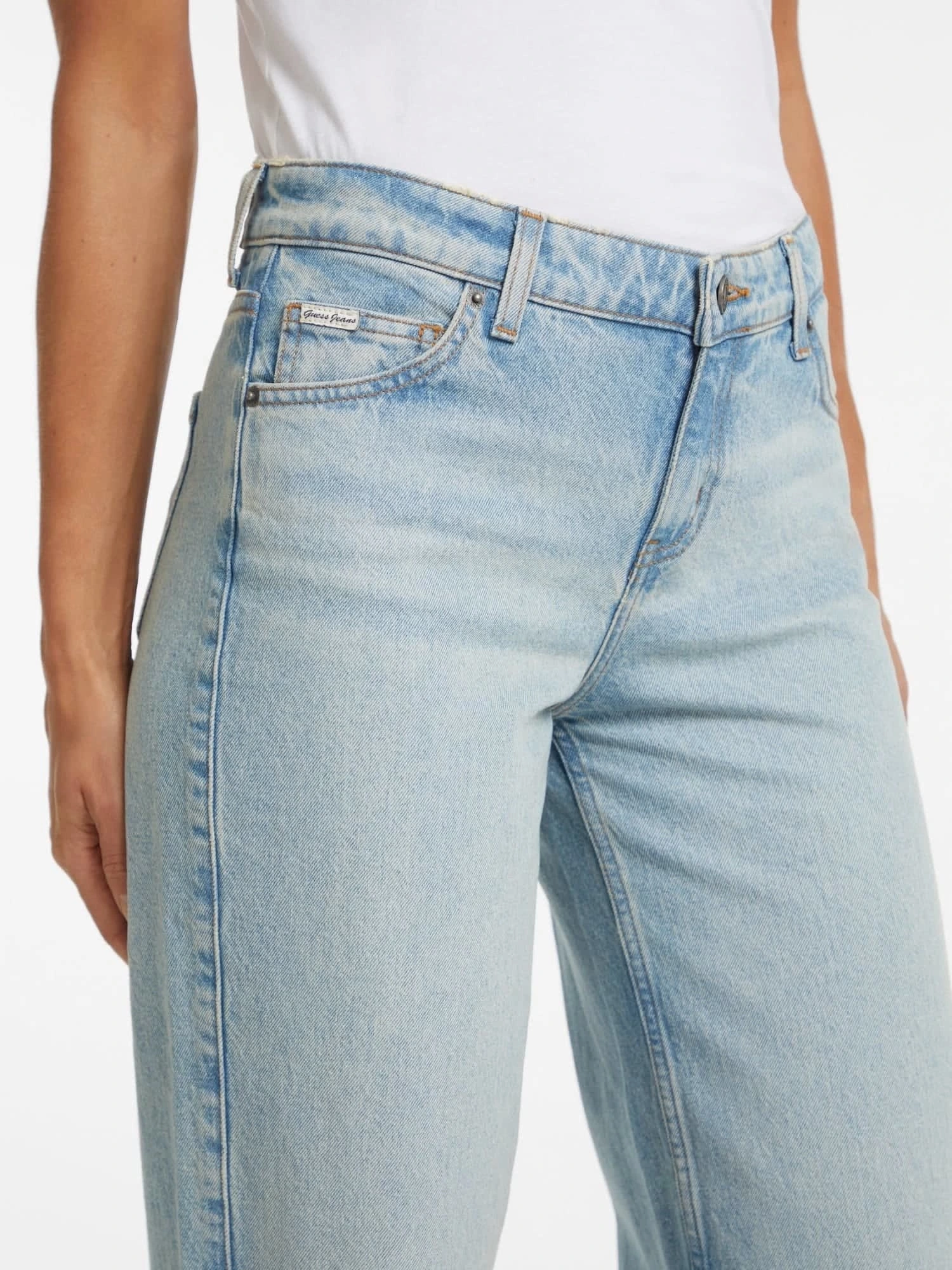 GUESS JEANS Kadın İspanyol Paça Wide-Leg Jean Mavi Denim