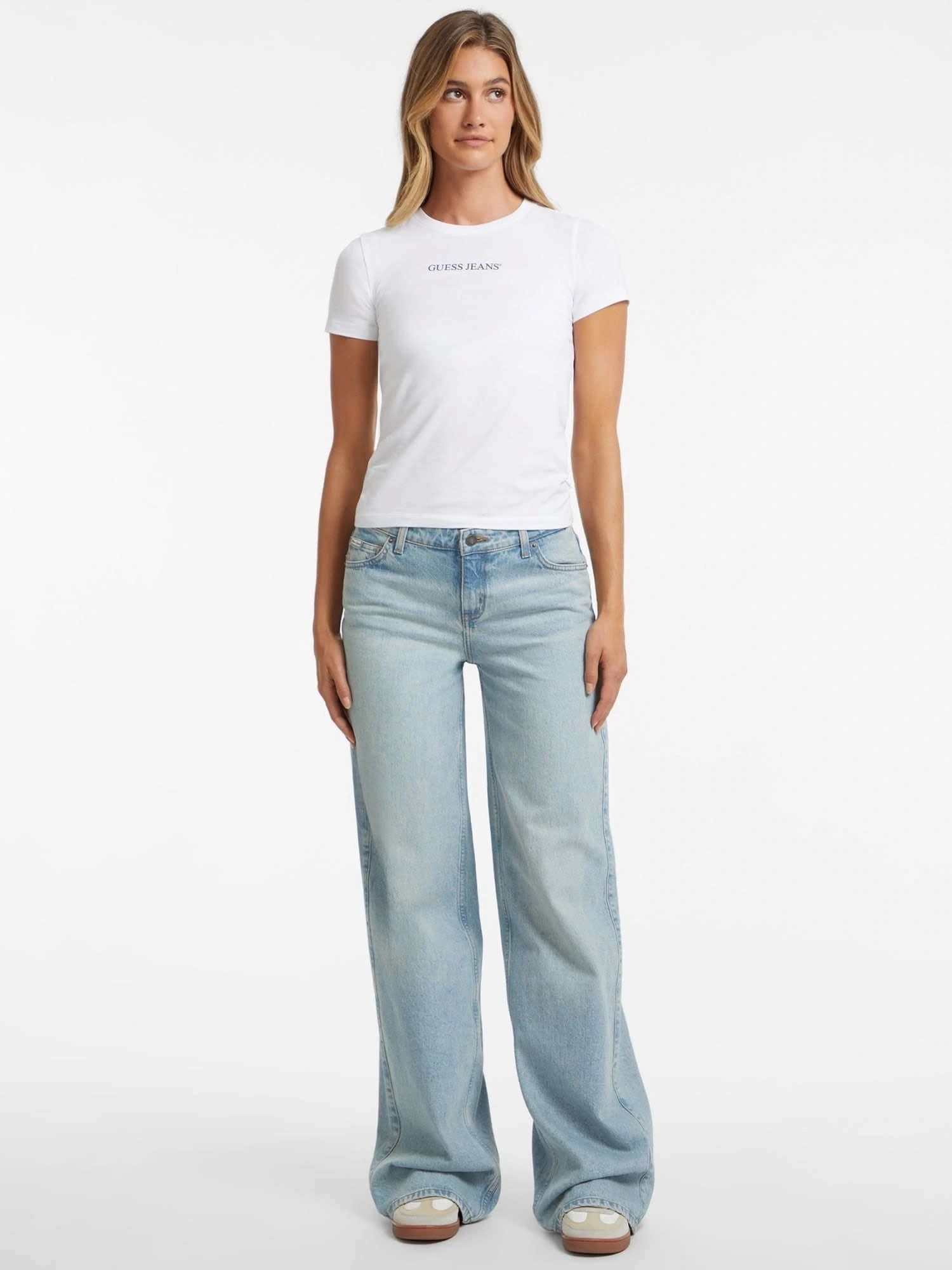 GUESS JEANS Kadın İspanyol Paça Wide-Leg Jean Mavi Denim