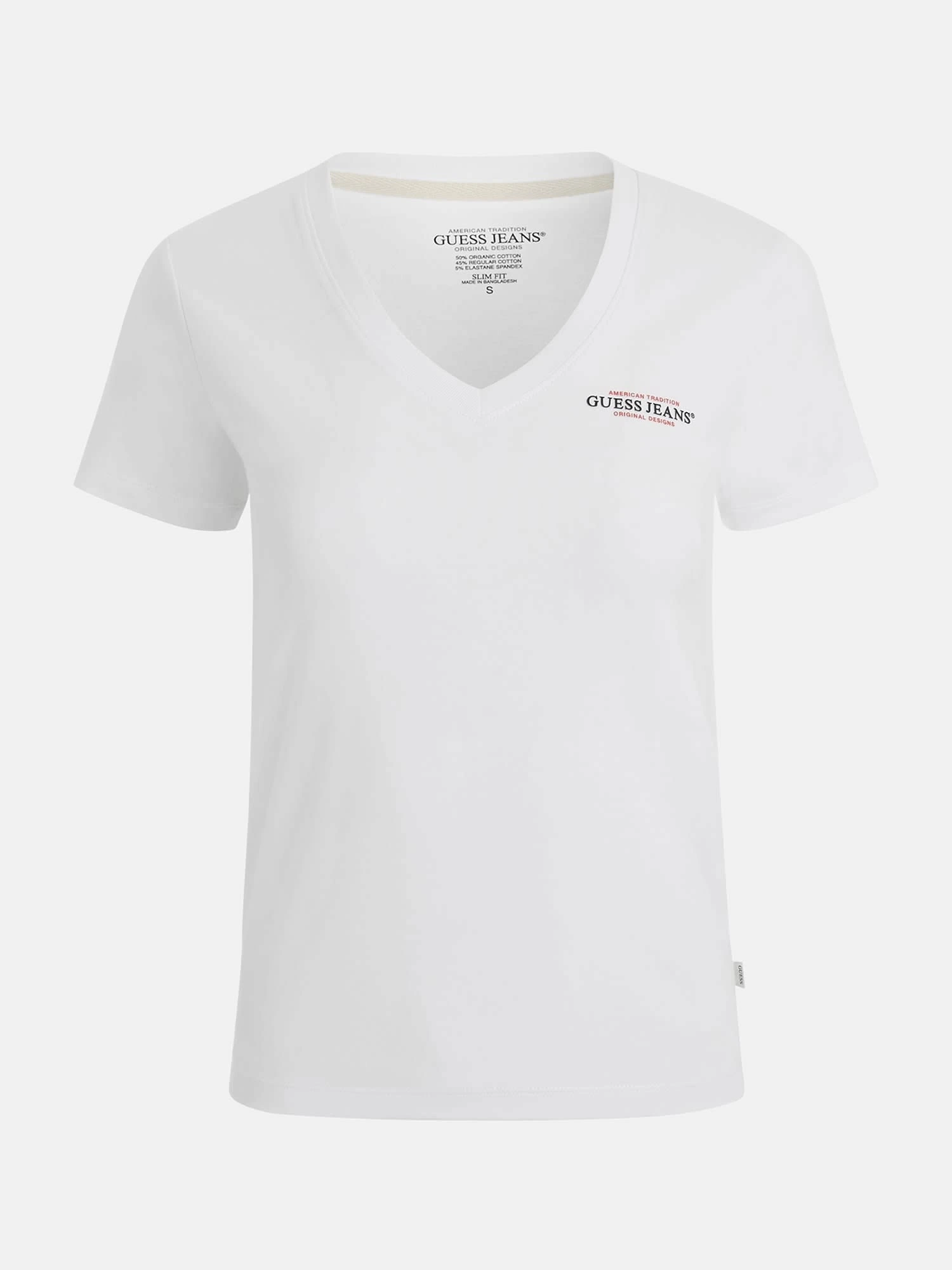 Guess Jeans Kadın Mini Beyaz V Yaka T-Shirt