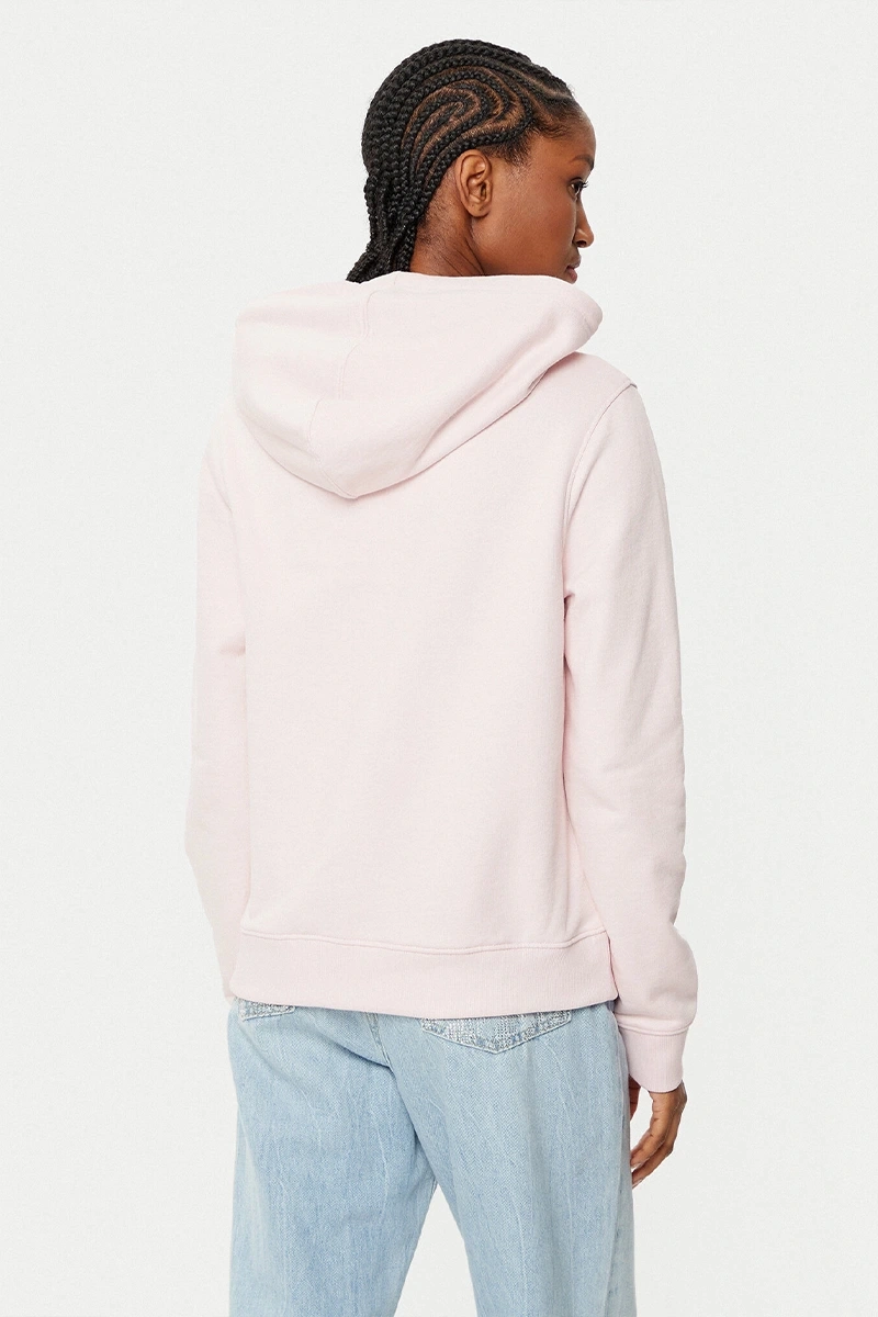 GUESS JEANS Kadın Motifli Kapüşonlu Hoodie Pembe