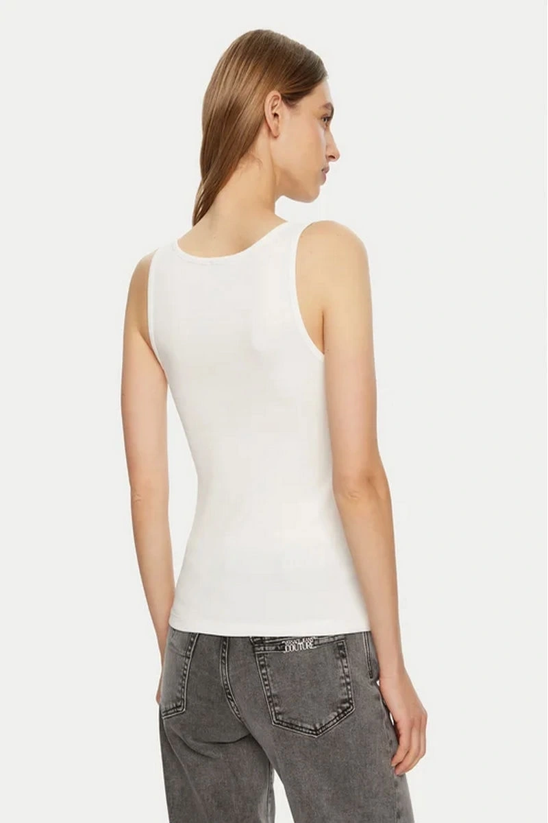 GUESS JEANS Kadın Nakış İşlemeli Kolsuz T-shirt Beyaz