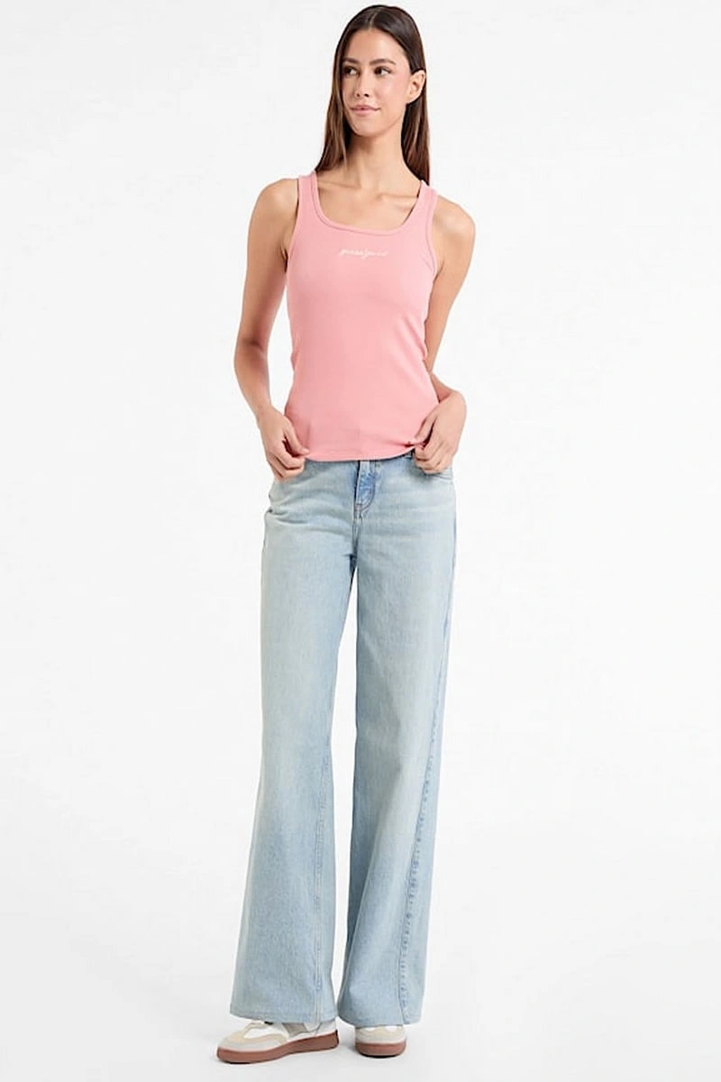 GUESS JEANS Kadın Nakış İşlemeli Kolsuz T-shirt Pembe
