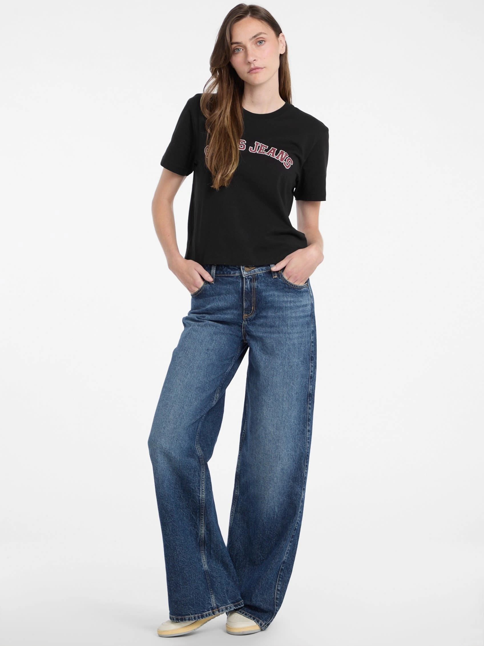 Guess  Jeans  Kadın  Siyah T-Shirt