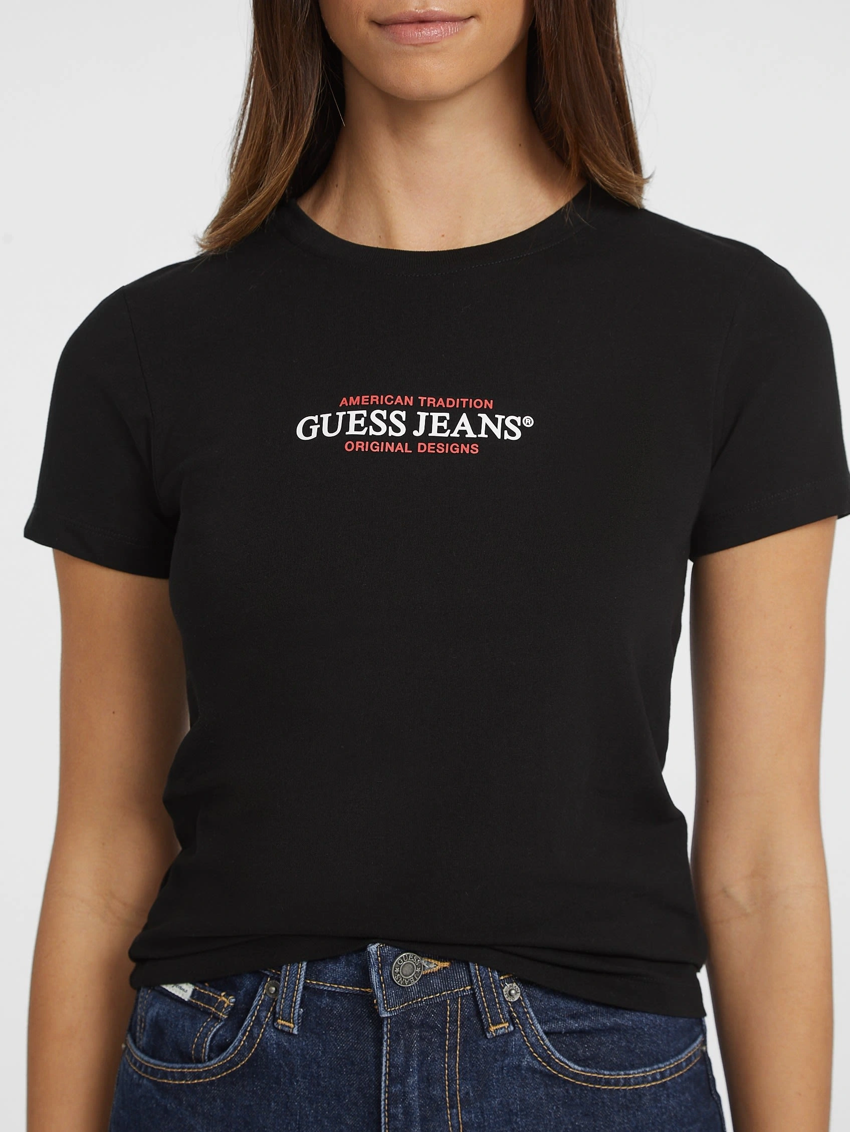 Guess Jeans Kadın Slim Mini Siyah T-Shirt