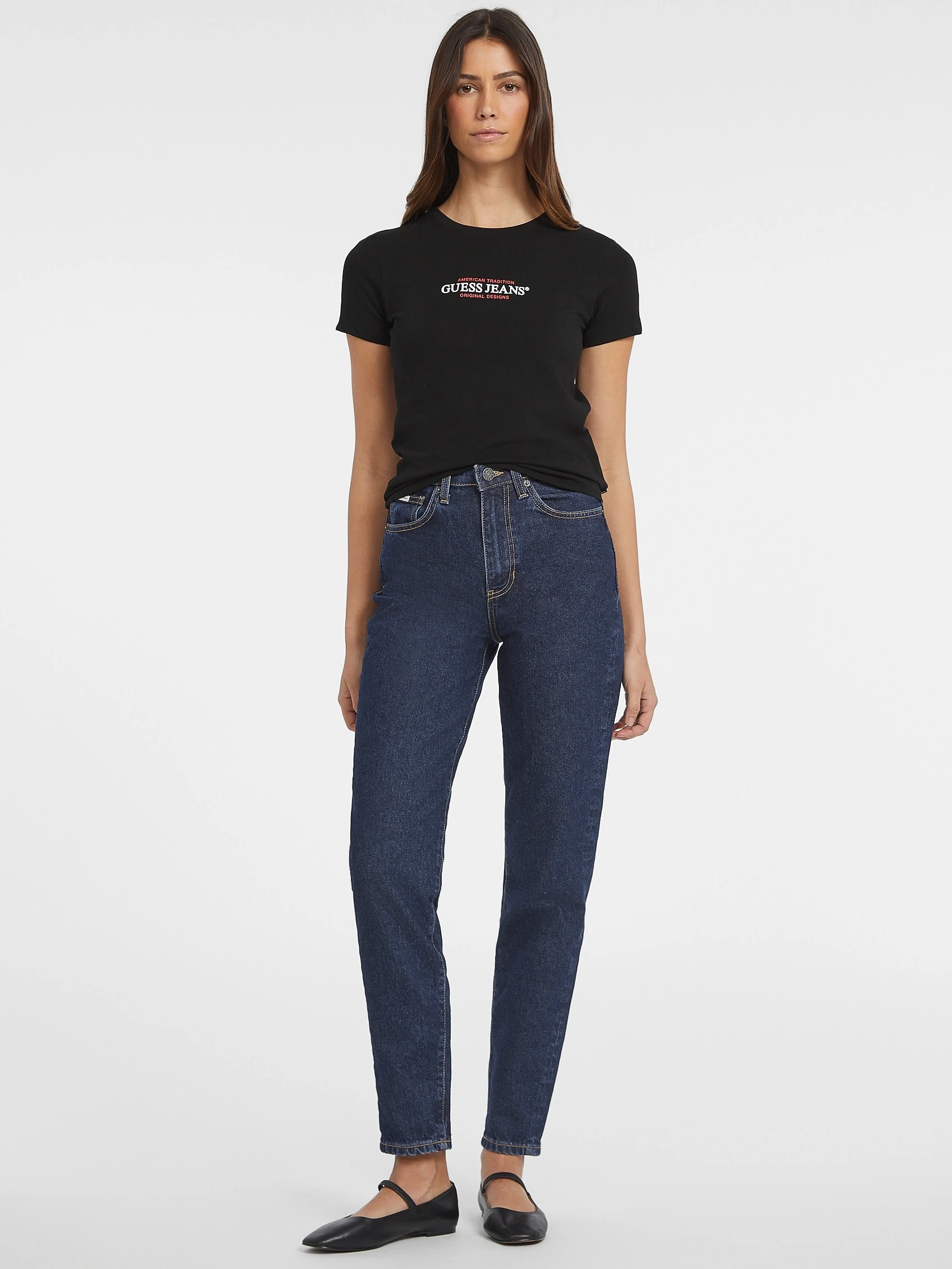 Guess Jeans Kadın Slim Mini Siyah T-Shirt