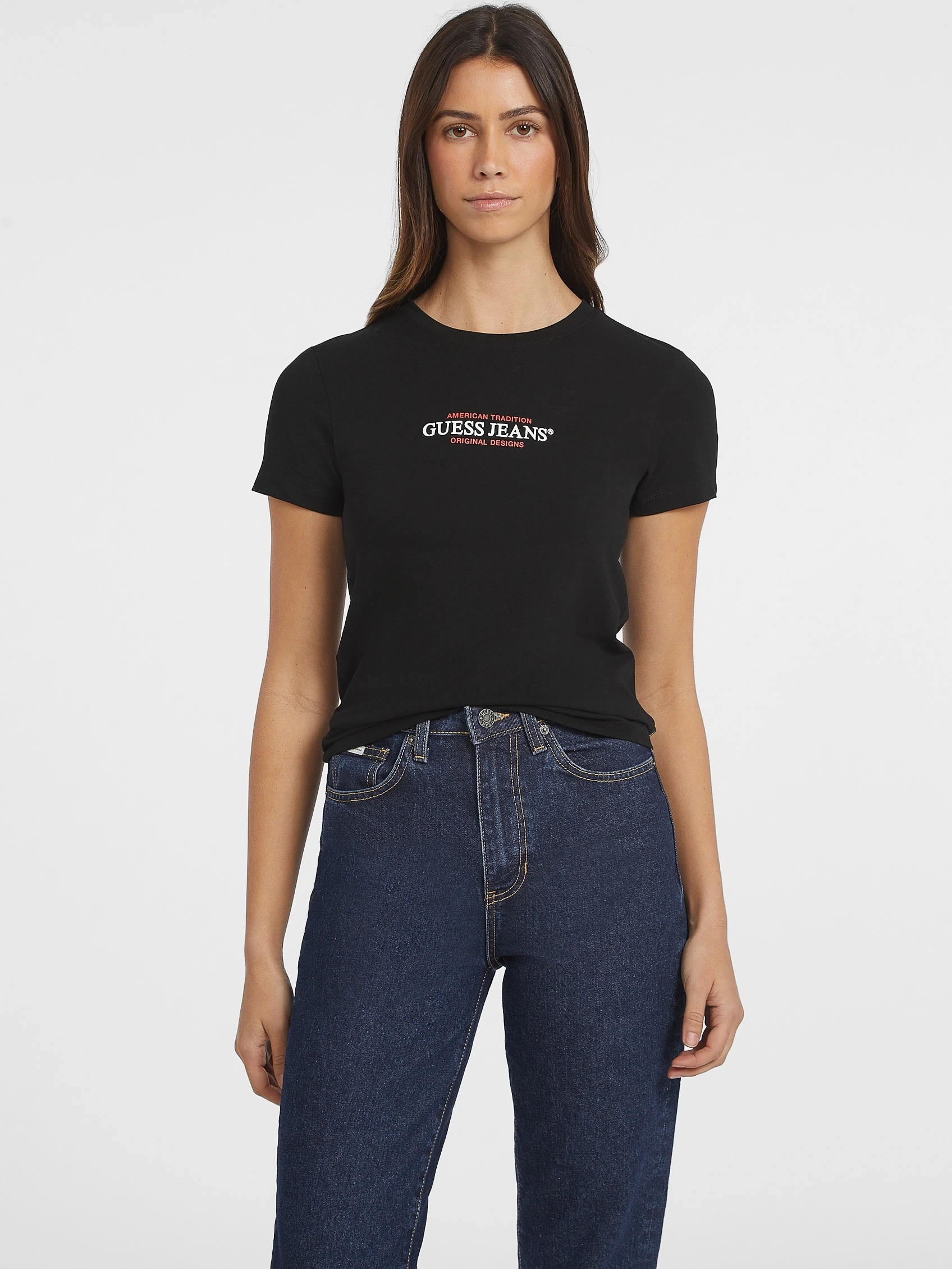 Guess Jeans Kadın Slim Mini Siyah T-Shirt