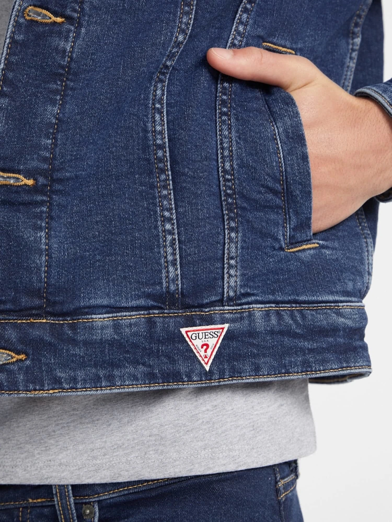Guess  Jeans Mavi  Erkek Slim Fit  Trucker Ceket