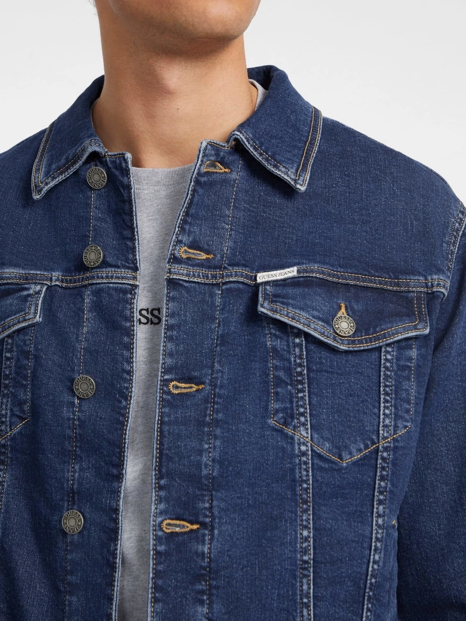 Guess  Jeans Mavi  Erkek Slim Fit  Trucker Ceket