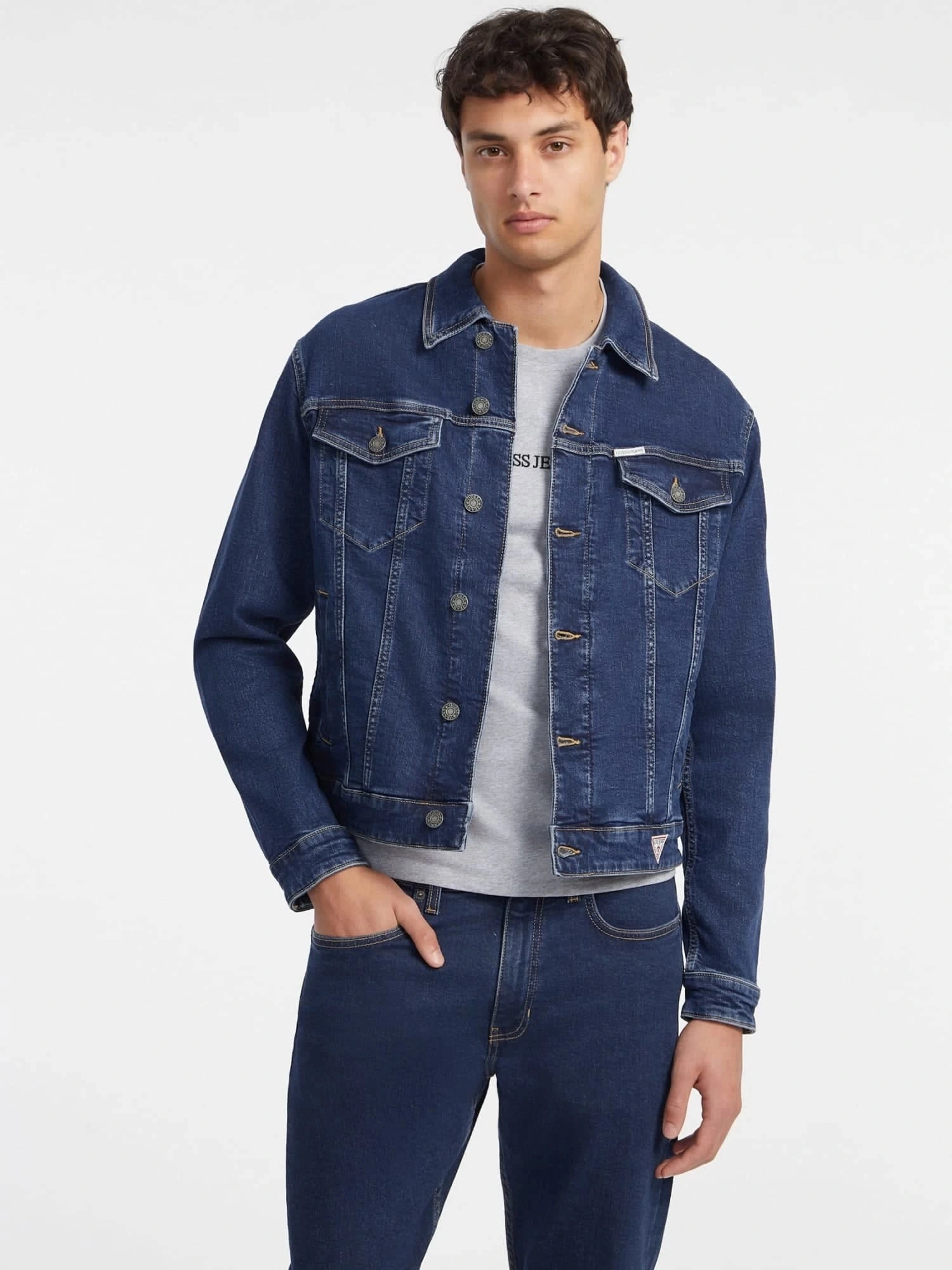 Guess  Jeans Mavi  Erkek Slim Fit  Trucker Ceket
