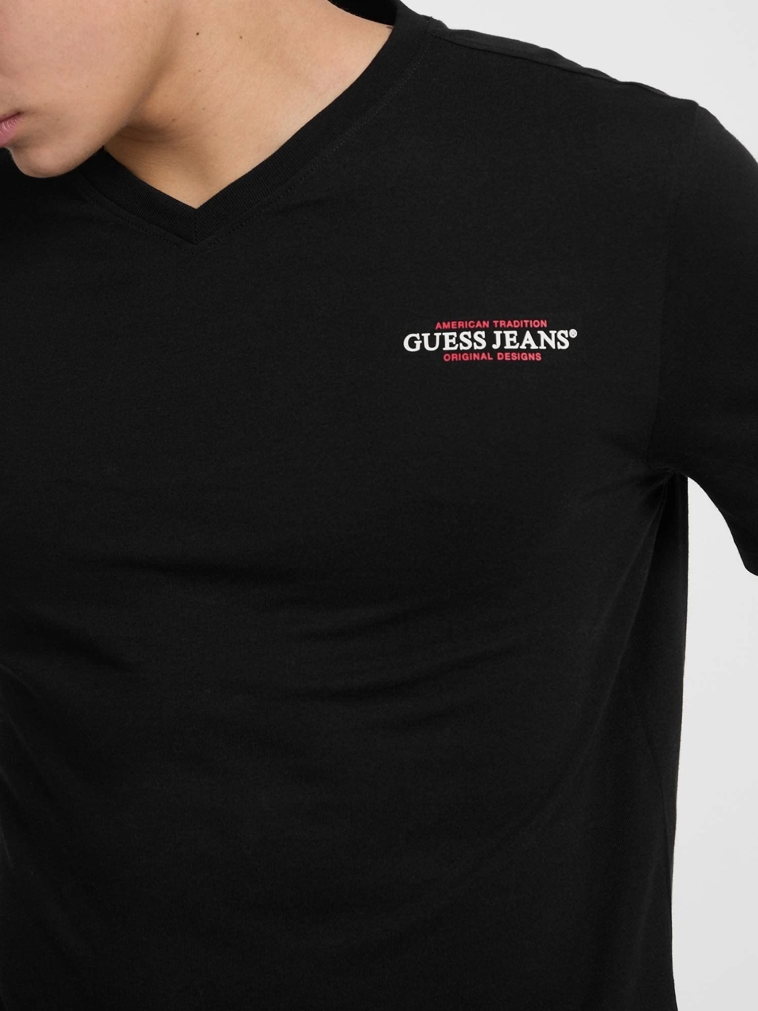 Guess Jeans Siyah  Erkek  Slim Fit  V Yaka T-Shirt