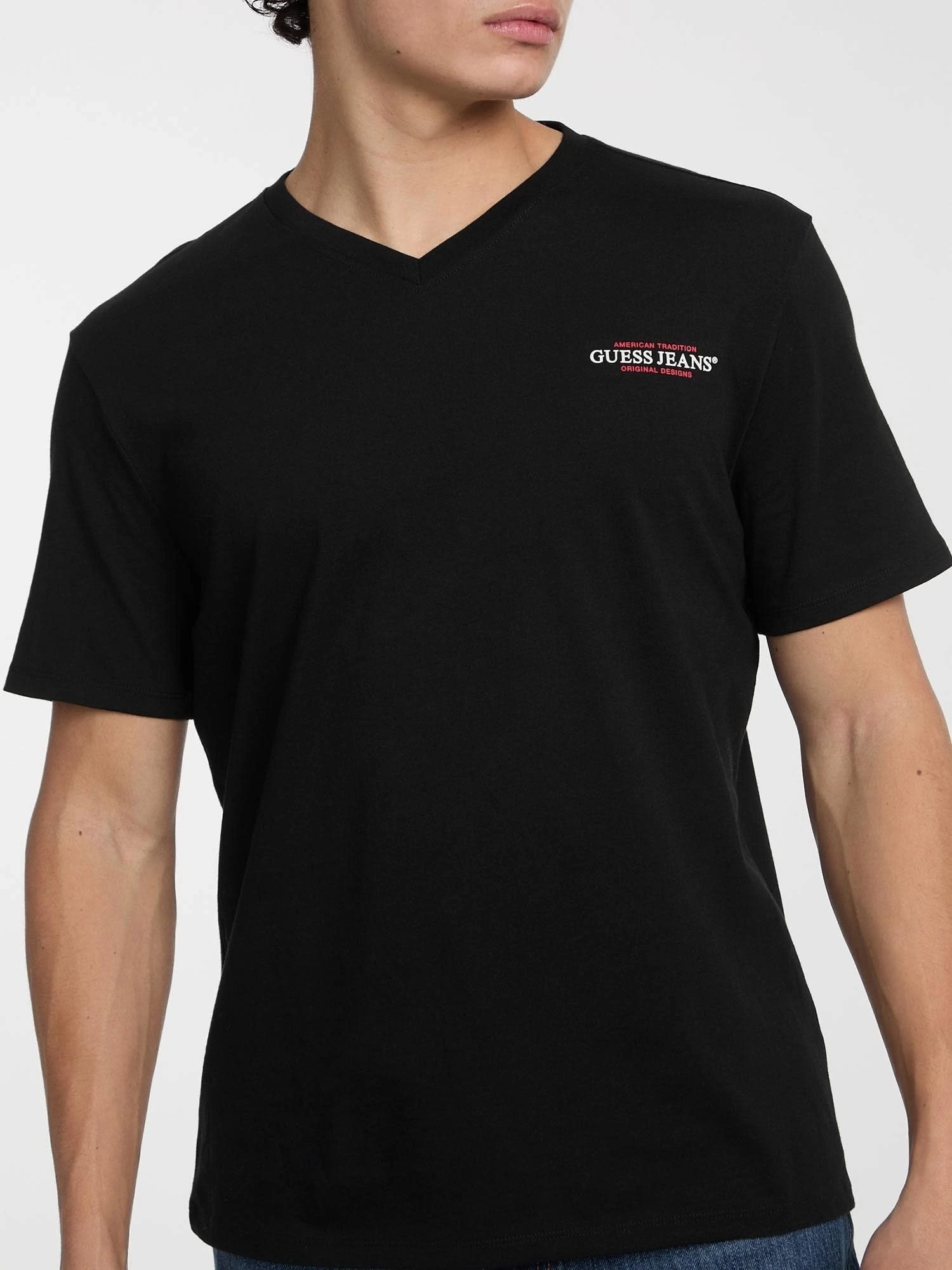 Guess Jeans Siyah  Erkek  Slim Fit  V Yaka T-Shirt
