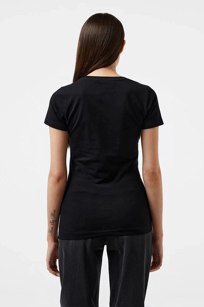 Guess Kadın 4G Logolu Siyah Streç T-shirt