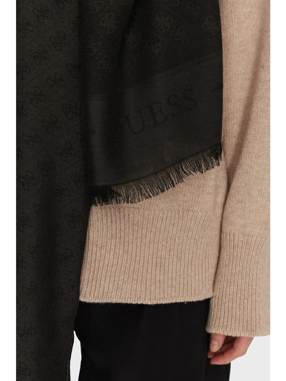 Guess Kadın Antrasit  Zamira Jakarlı Logo Baskılı 80 x 180 c
