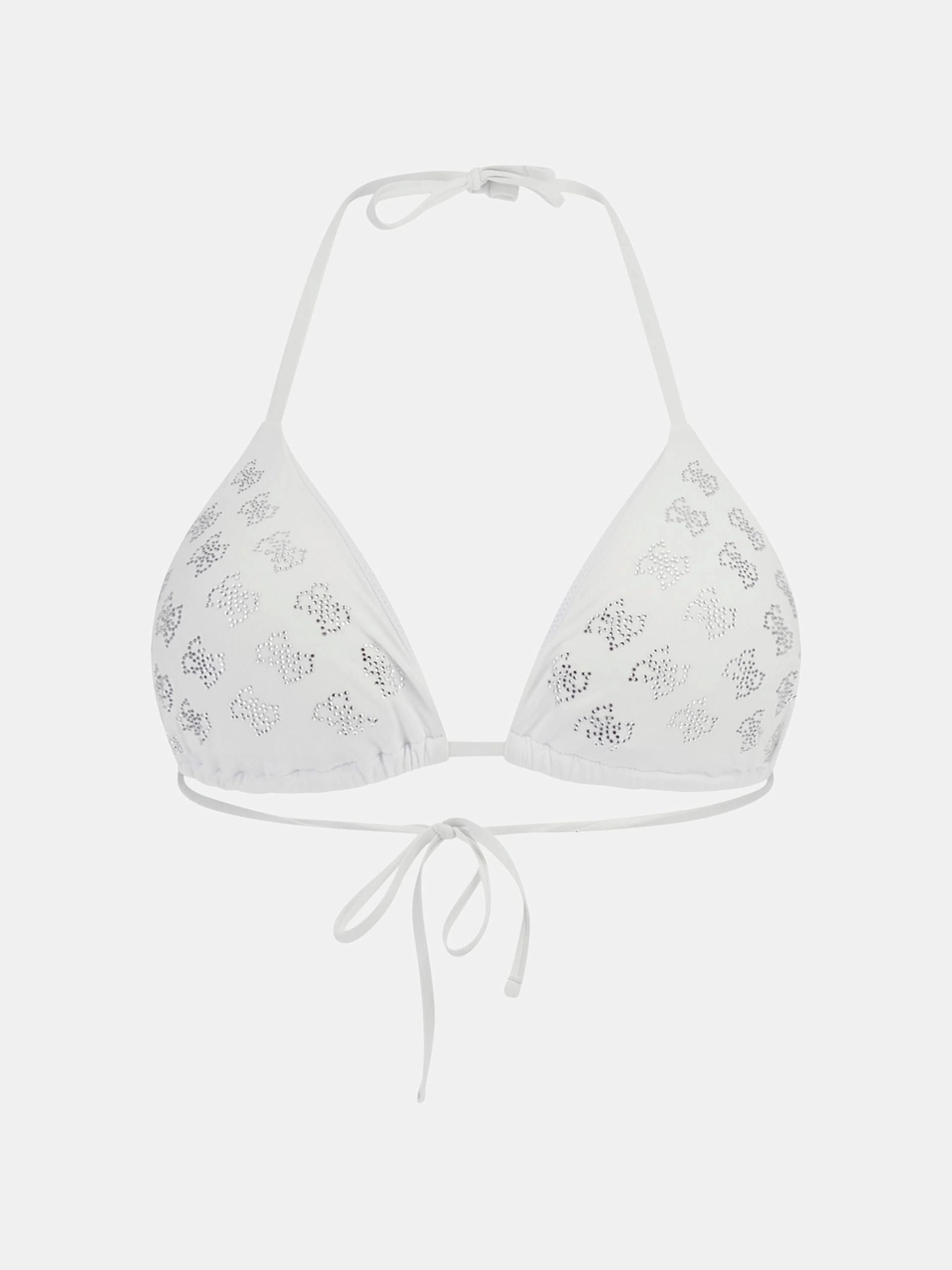 Guess Kadın Beyaz 4G Taşlı Üçgen Bikini Üst