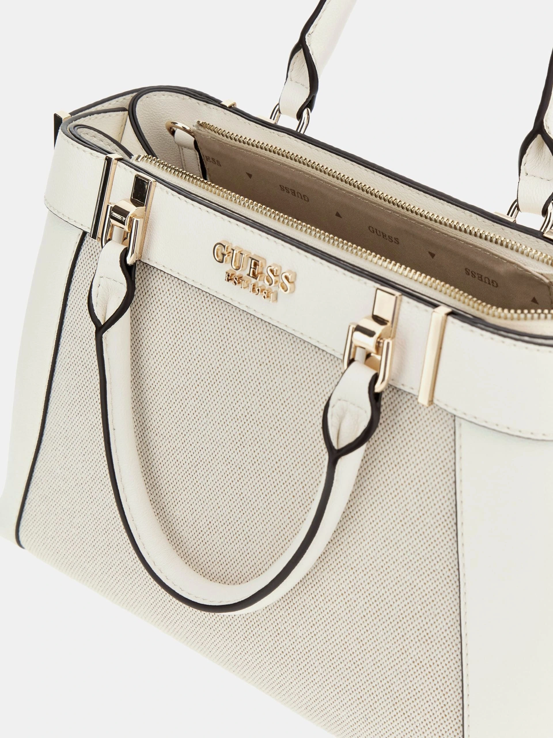 Guess Kadın Beyaz Anadela Üç Bölmeli Satchel Çanta