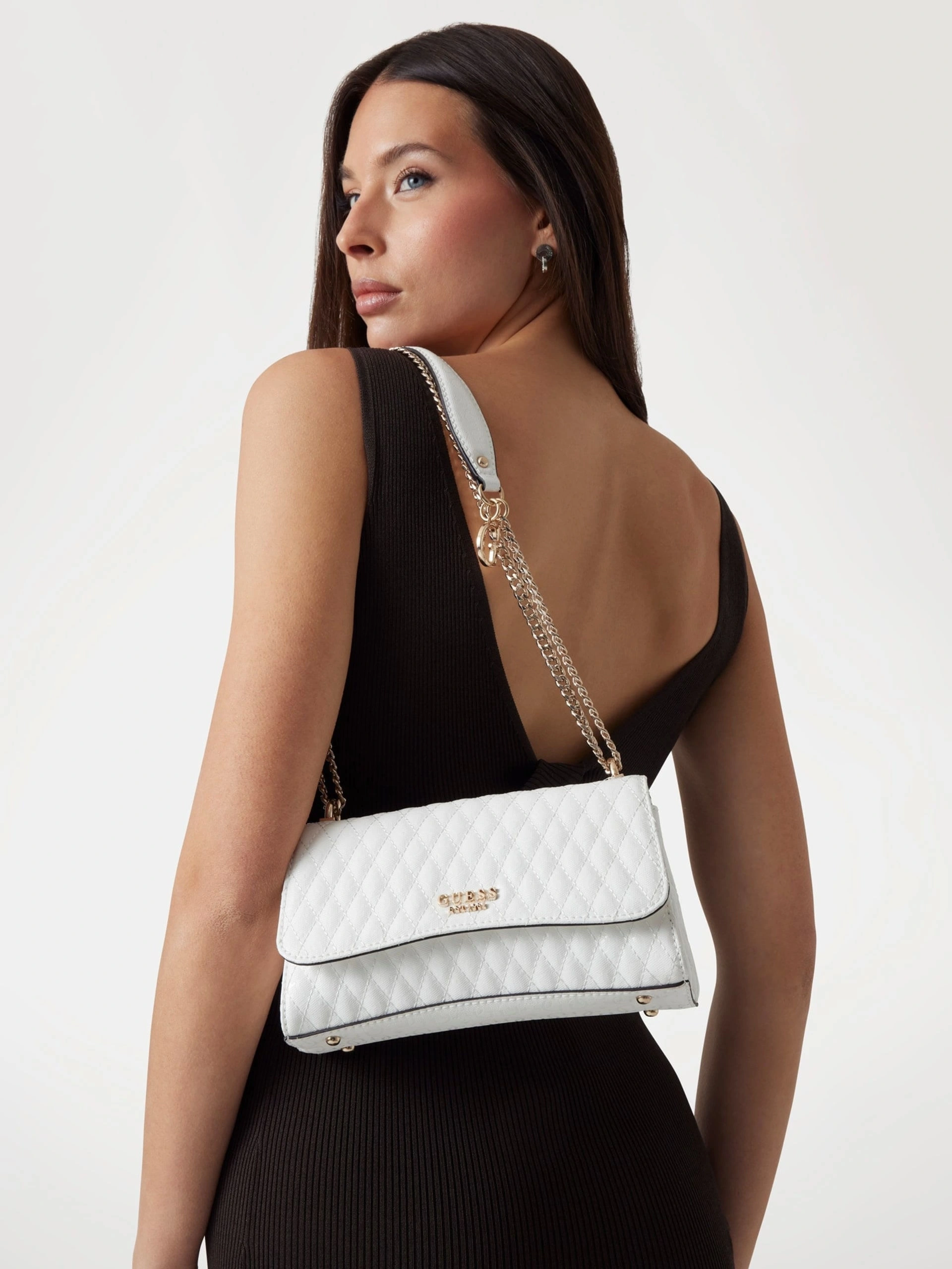Guess Kadın Beyaz Betula Dönüştürülebilir Flap Crossbody Çan